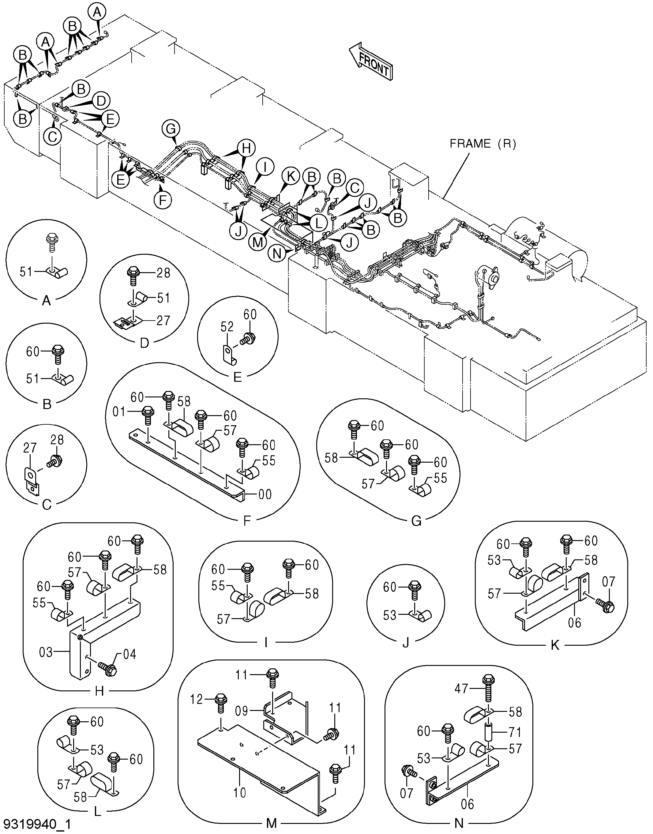 Схема Электрооборудование (правый)(1) HITACHI EX5600-6BH