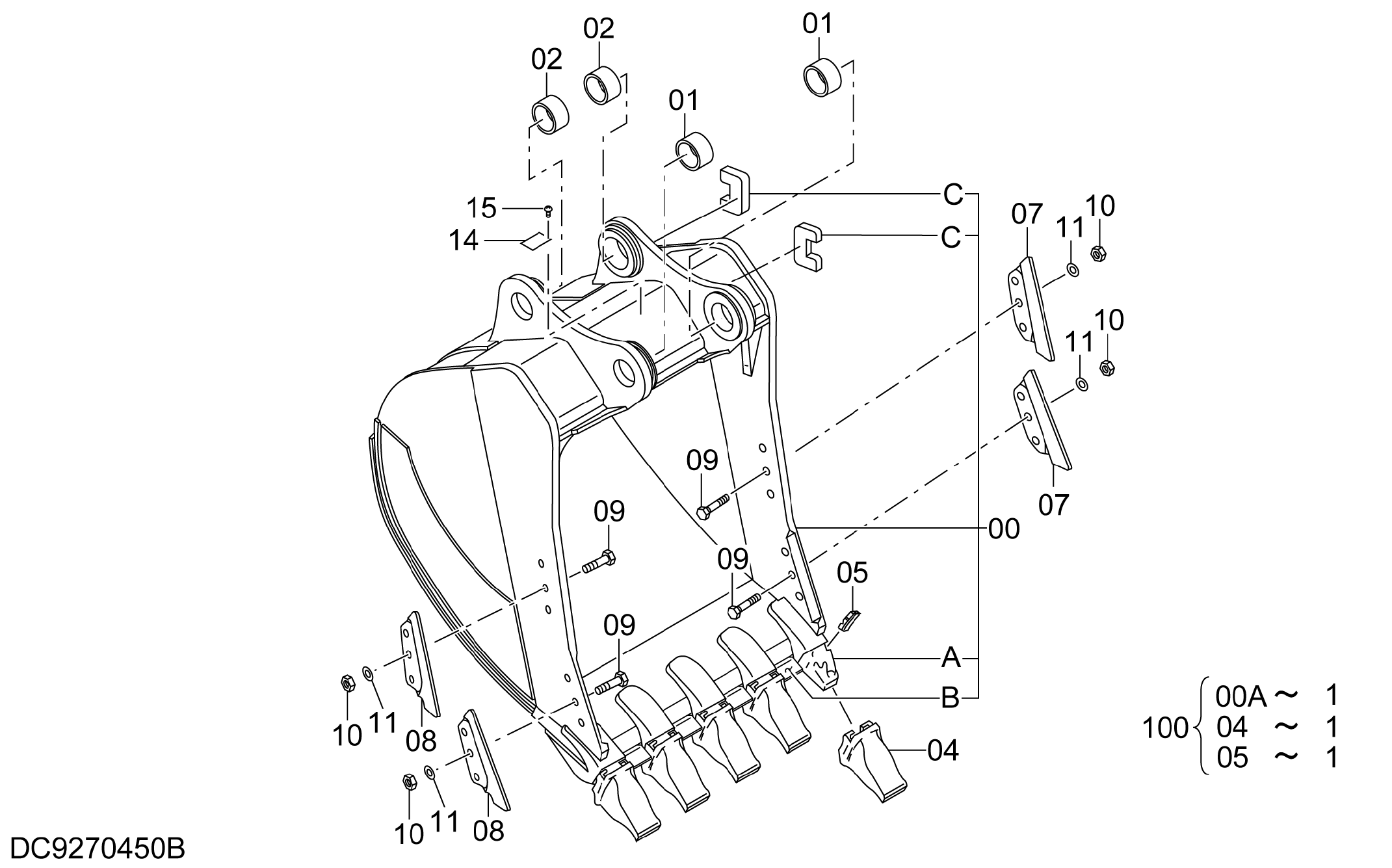 Схема Скальный ковш 3.3m3 (JIS94) HITACHI ZX670LCH-5G