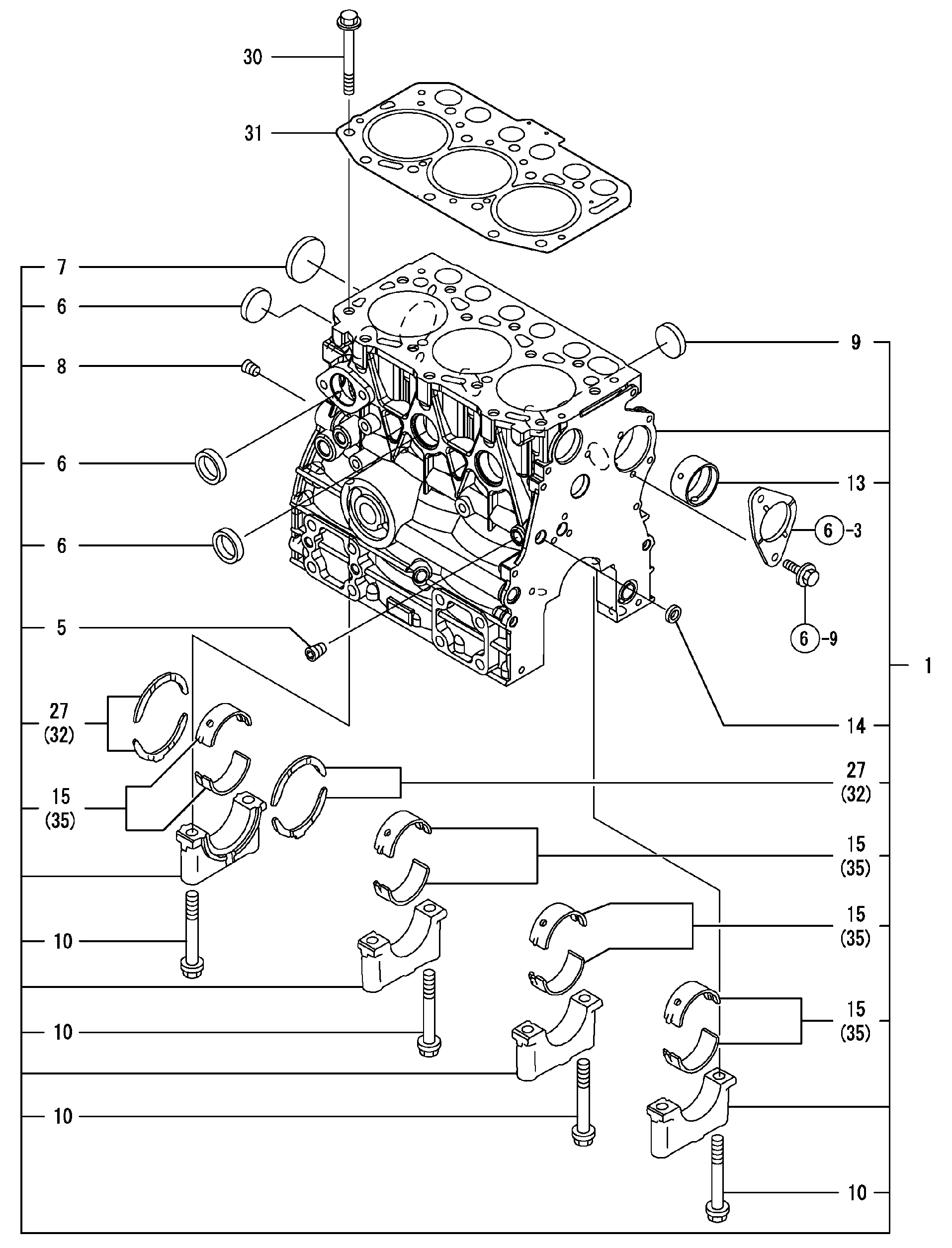 Схема Блок цилиндров HITACHI ZX8U-2