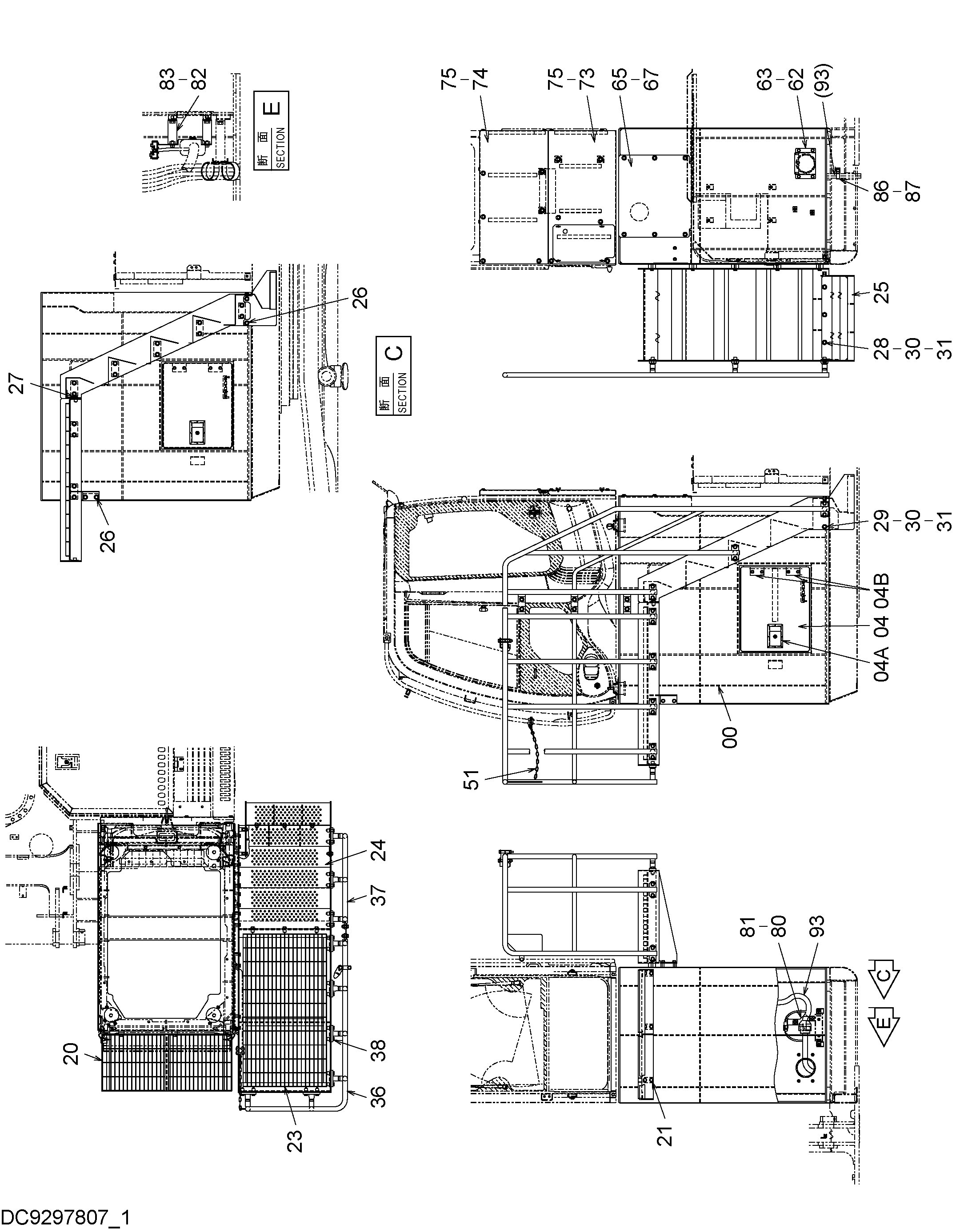 Схема Хигх-моунт кабина боковой ступень (1.5m)(1) HITACHI ZX225USR-3