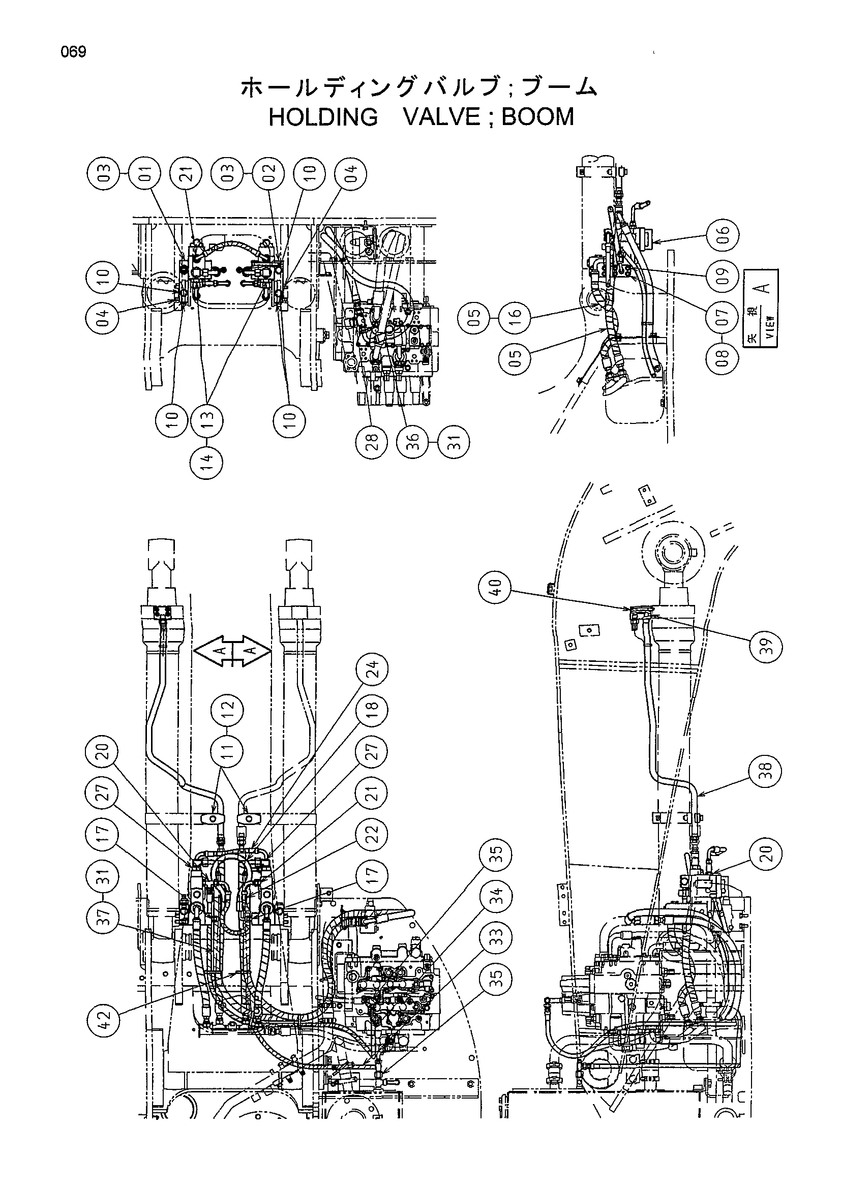 Схема Удерживающий клапан стрела HITACHI EX140US-5