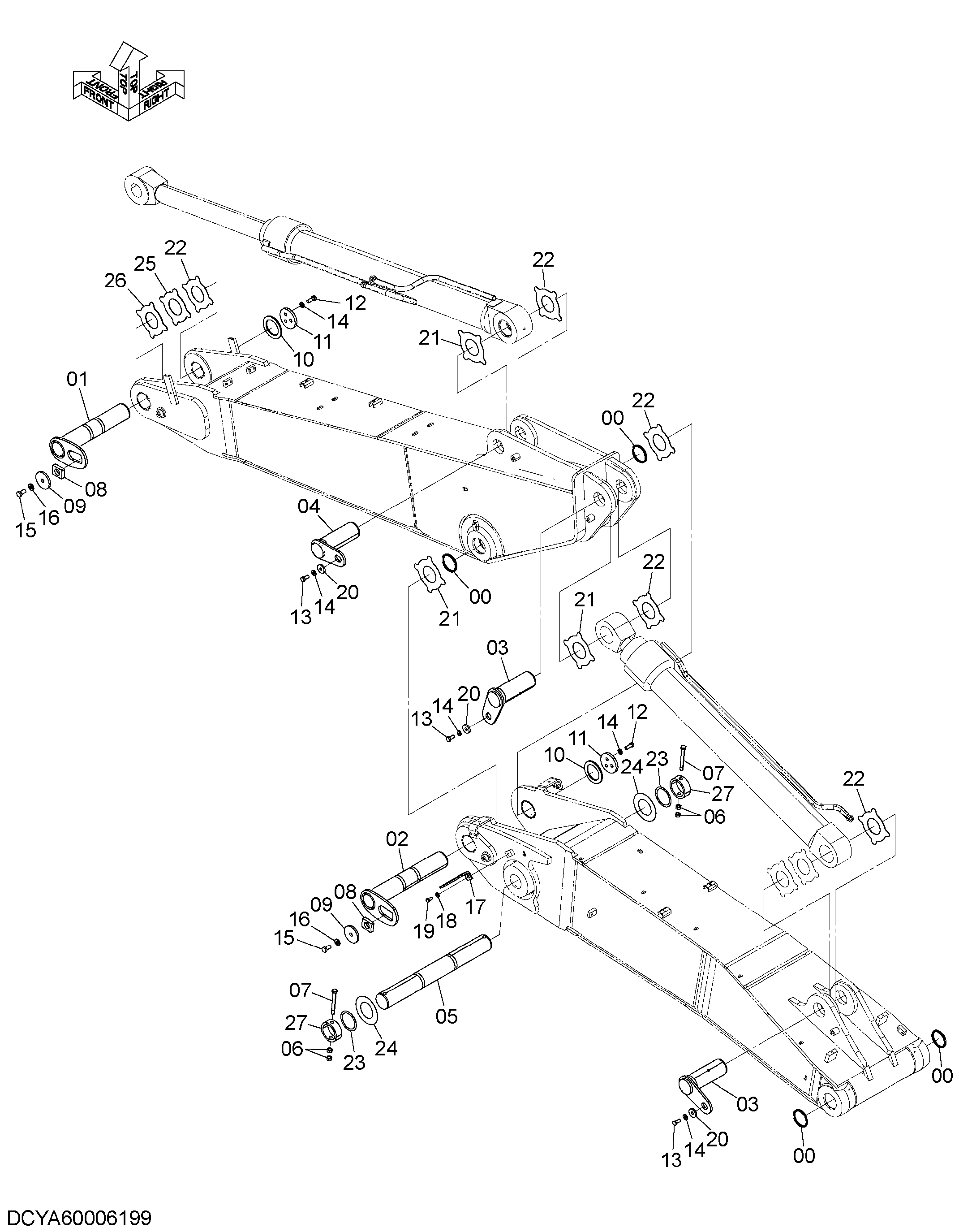 Схема Стрела детали (2P-BOOM) HITACHI ZX350LC-5B