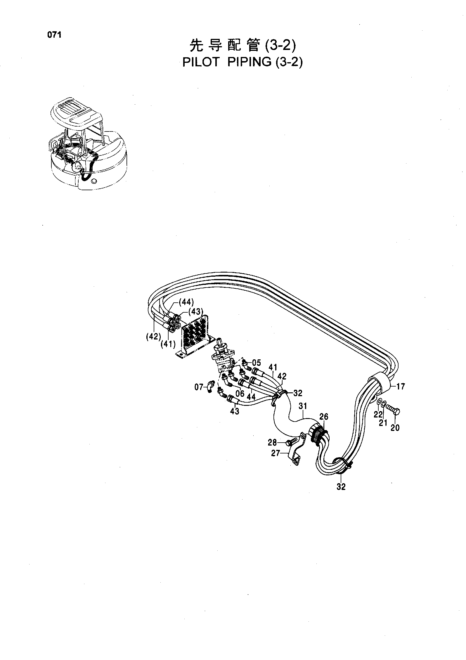 Схема PILOT PIPING ( 3-2 ) HITACHI ZX55UR-HHE