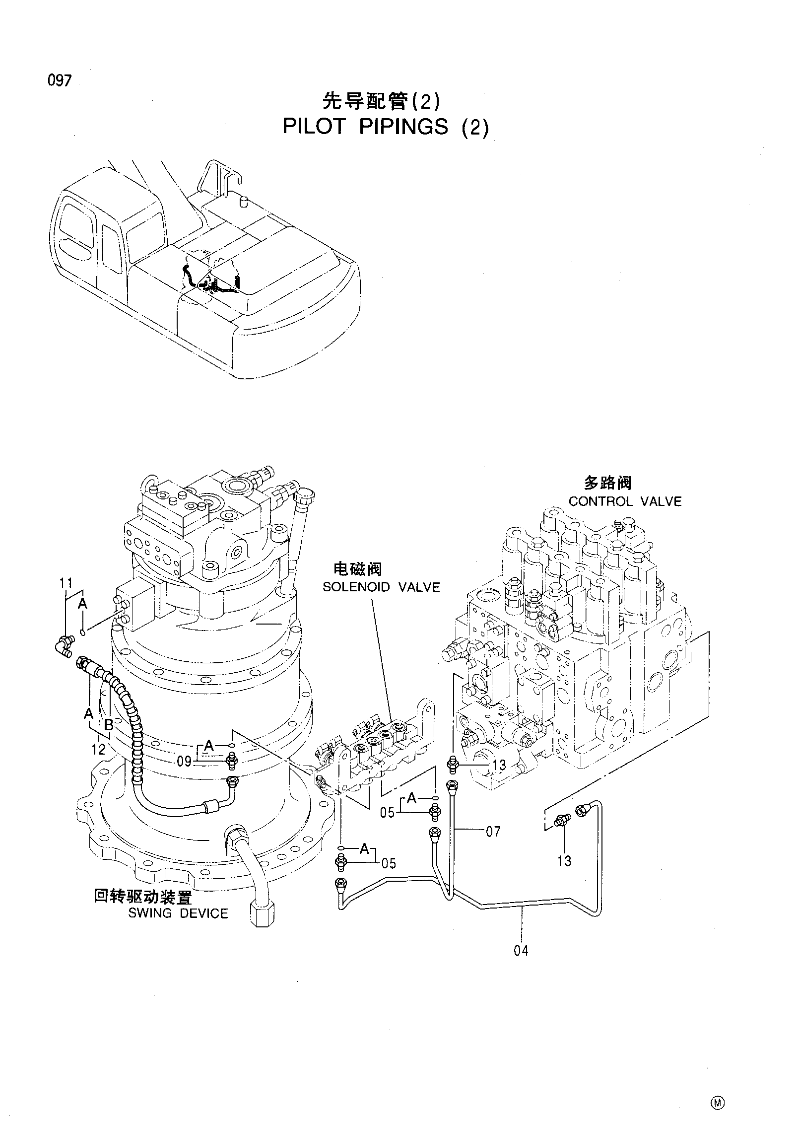 Схема Пилотный трубопроводы (2) HITACHI EX300-5HHE