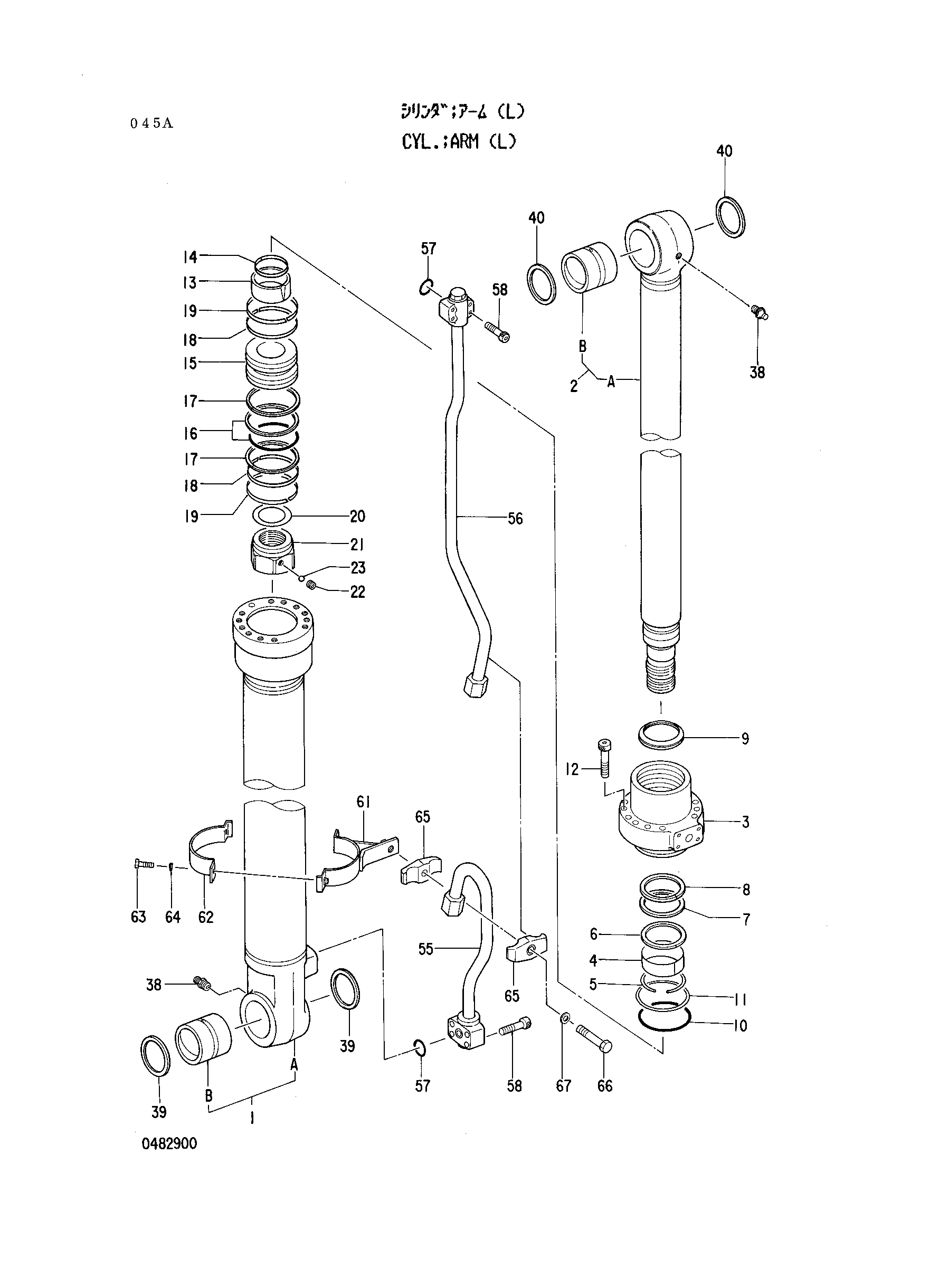 Схема Гидроцилиндр рукояти (левый) HITACHI RX2000-2