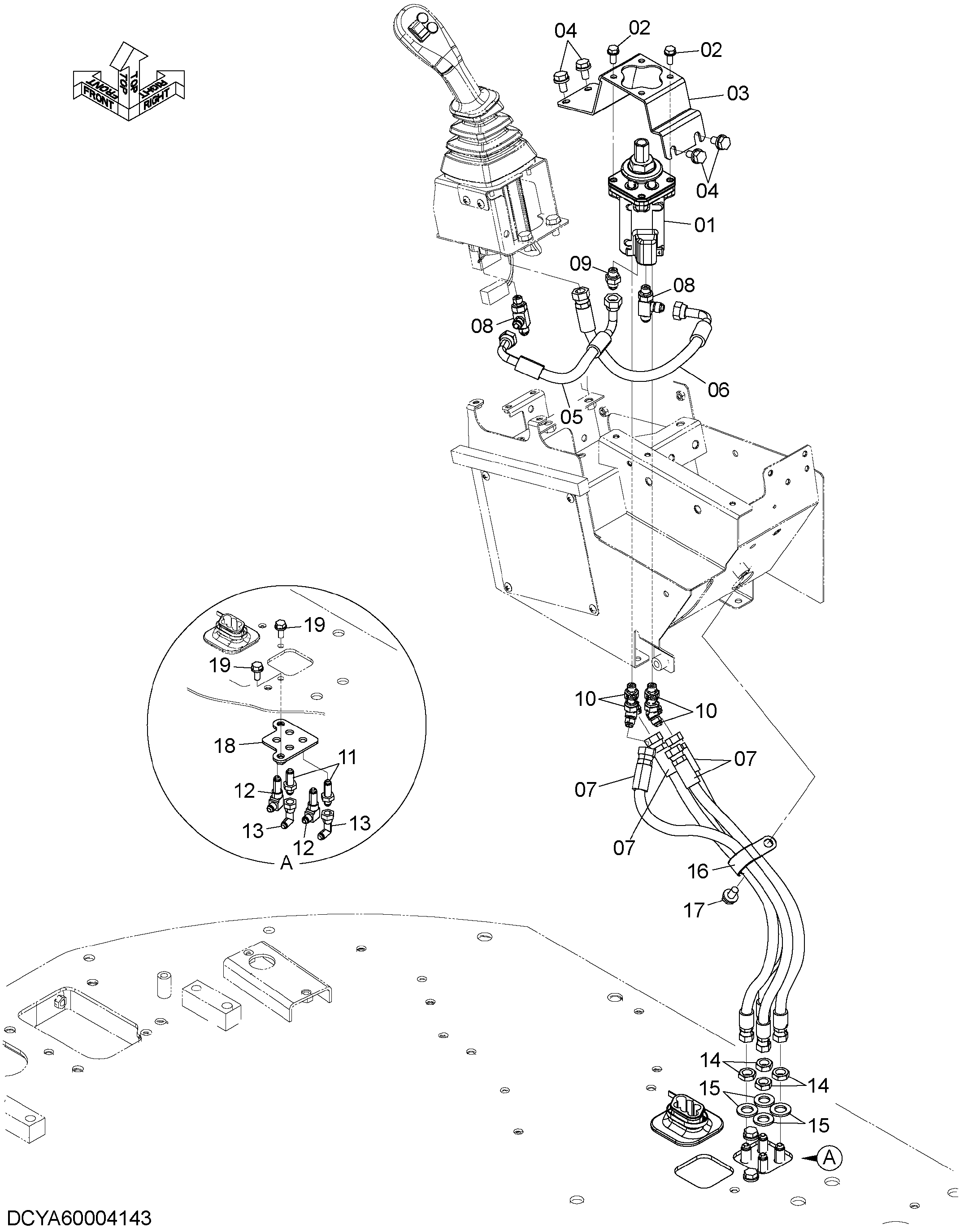 Схема Пилотные гидролинии (мулти-функтион рычаг)(AP4) HITACHI ZW250-5B