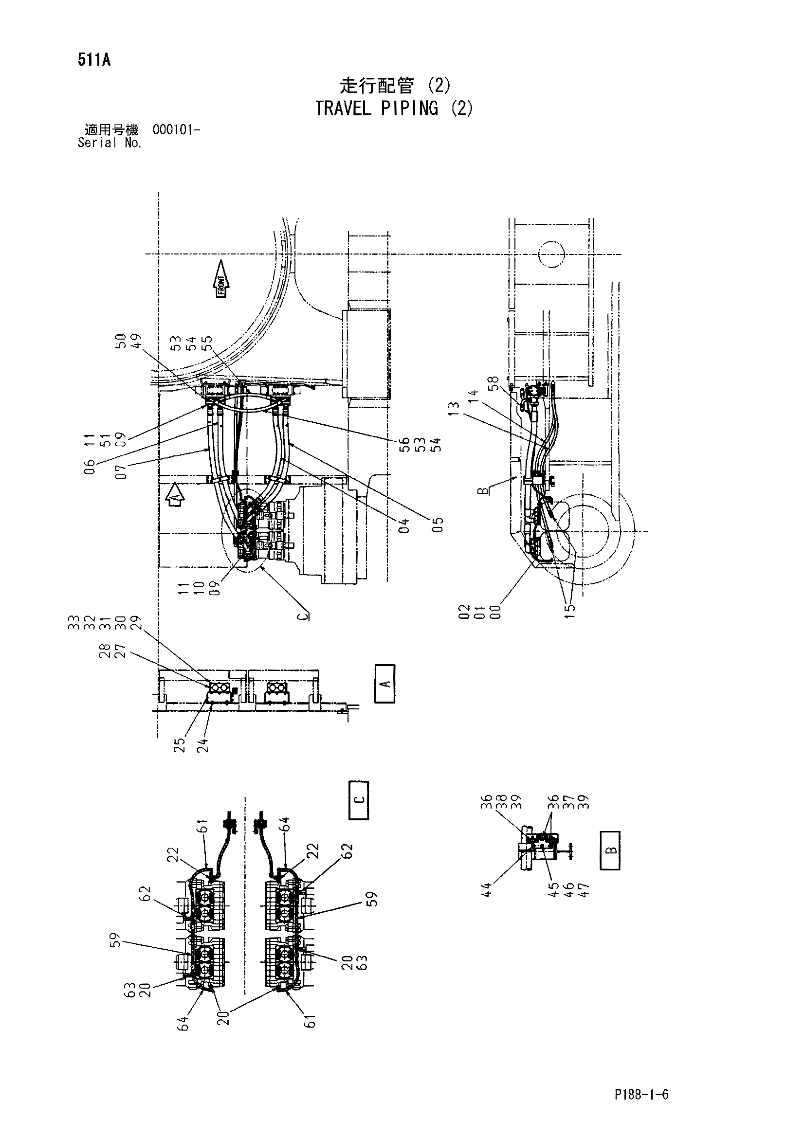 Схема Гидролинии хода (2) HITACHI EX3600-5