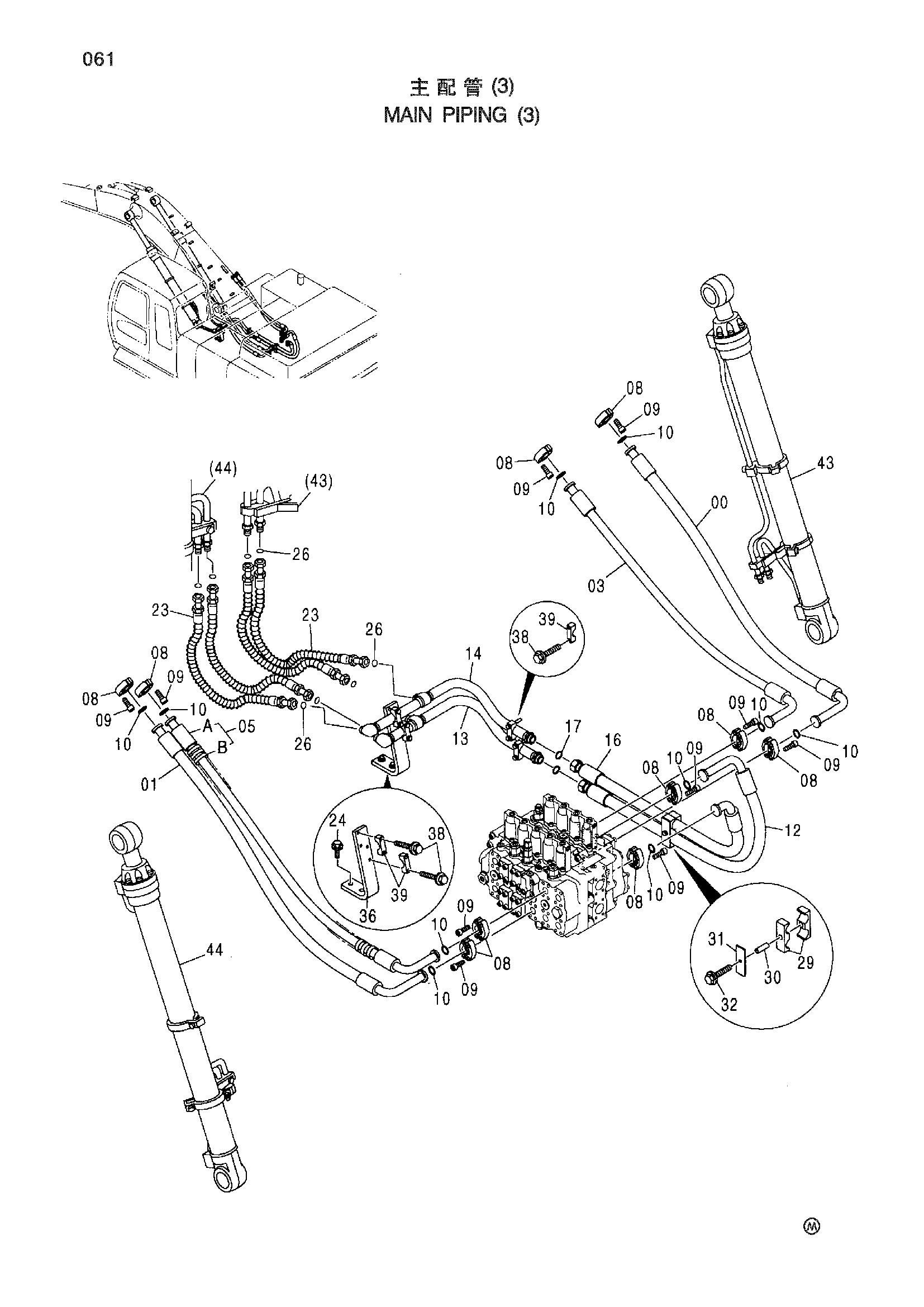 Схема Основные гидролинии (3) HITACHI ZX450H-HHE