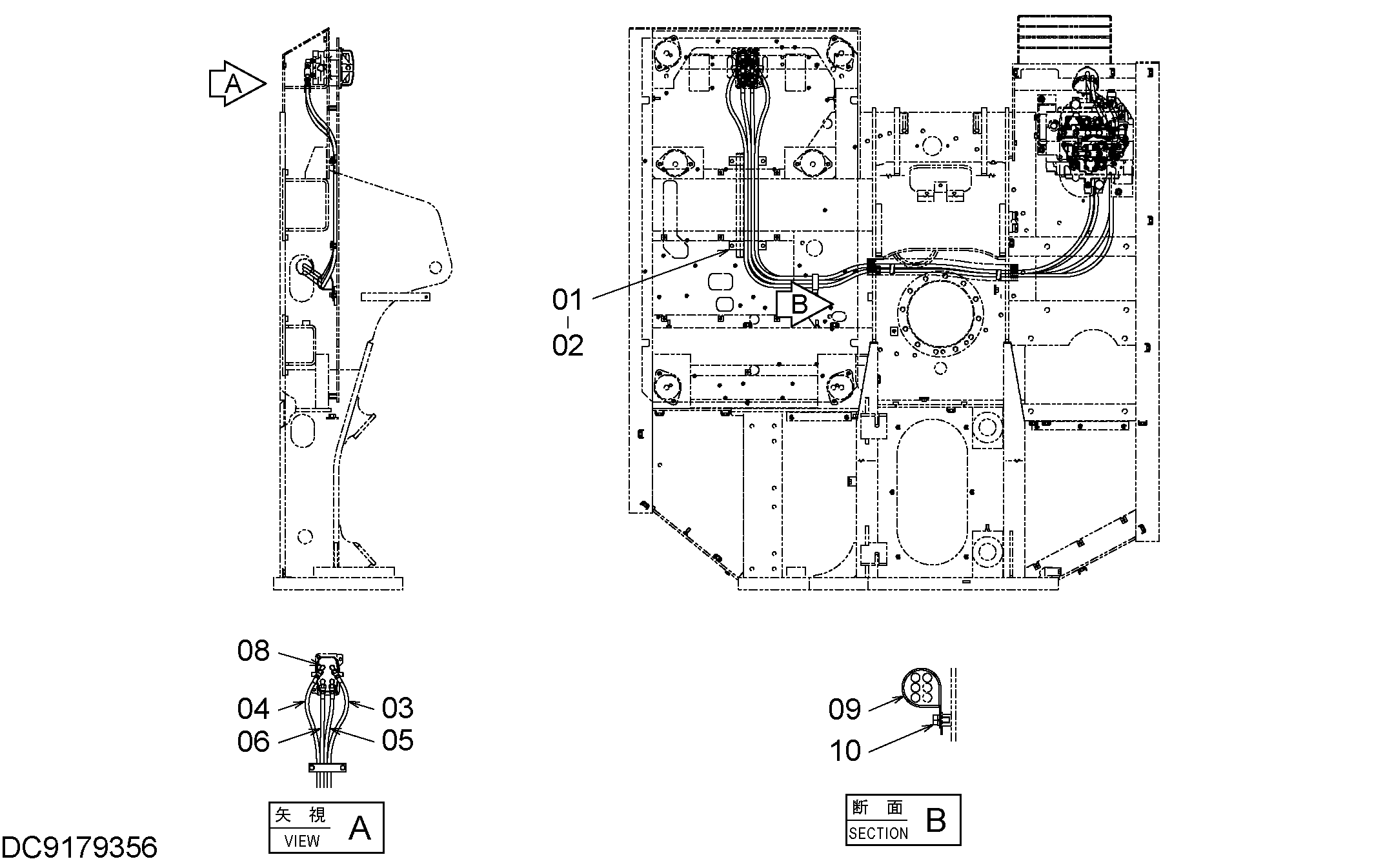 Схема Пилотные гидролинии (6) HITACHI EX90L-5