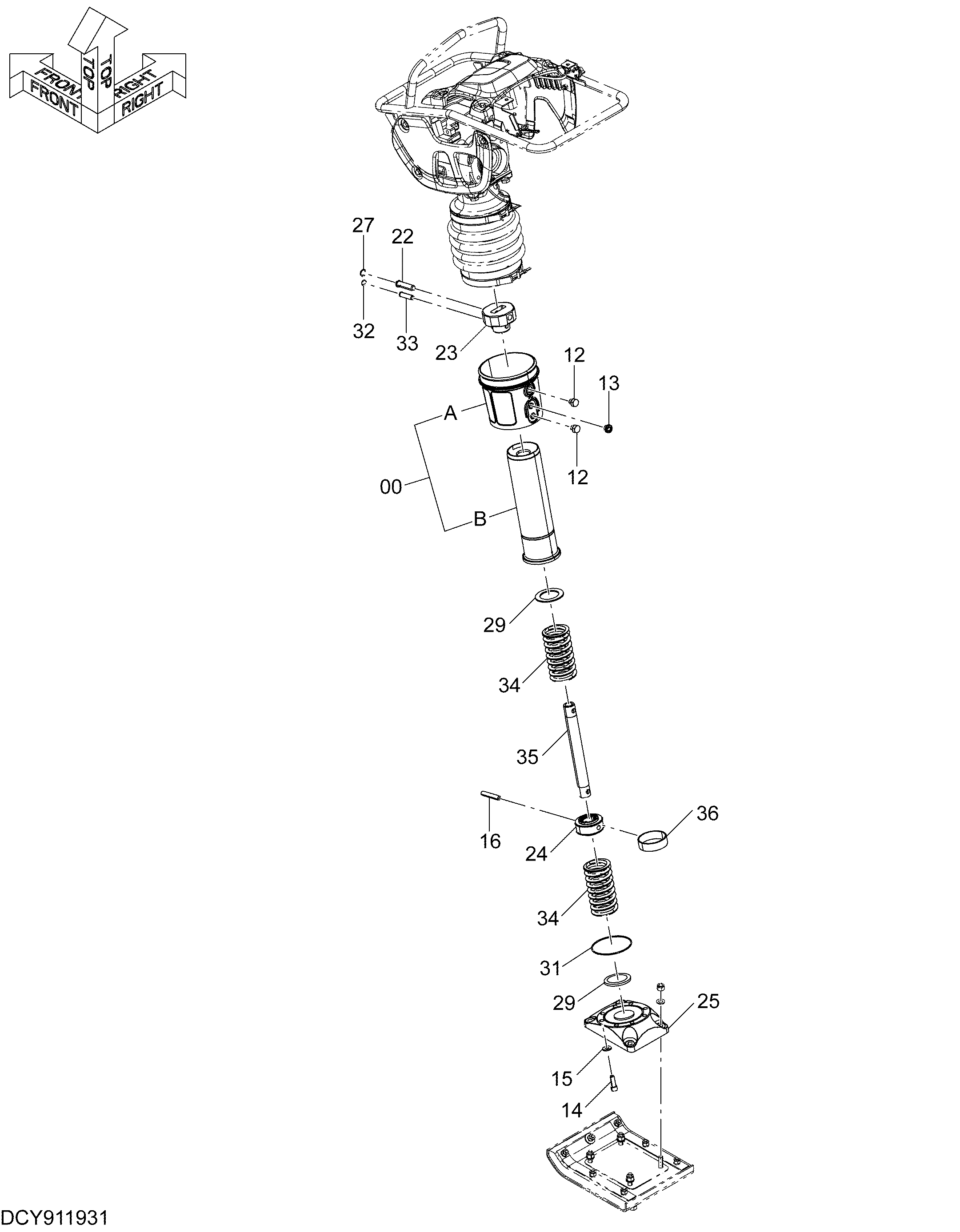 Схема Пружина гидроцилиндр. блок <75> HITACHI ZV75R