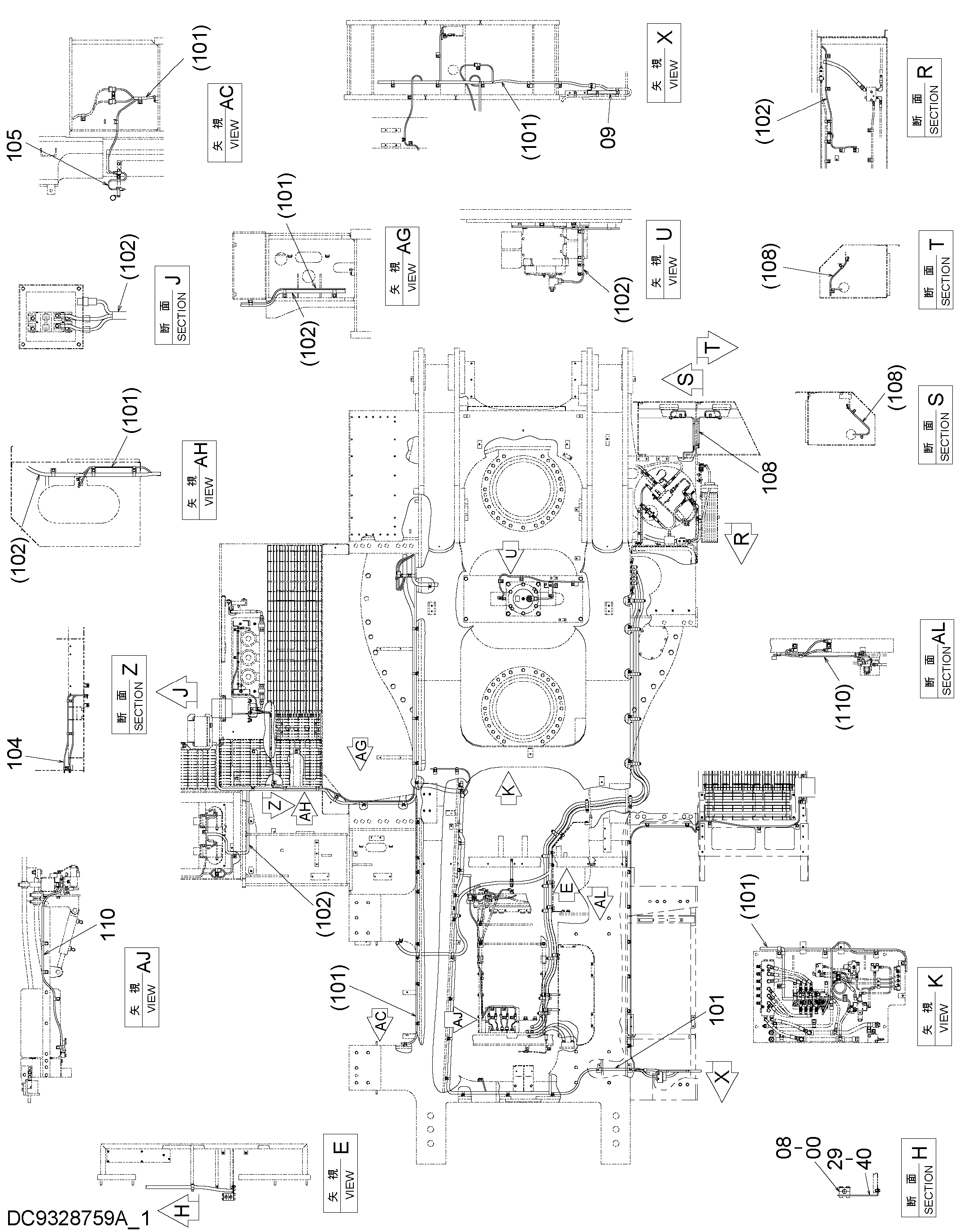 Схема Электрооборудование (1-1) HITACHI EX2600-6BH