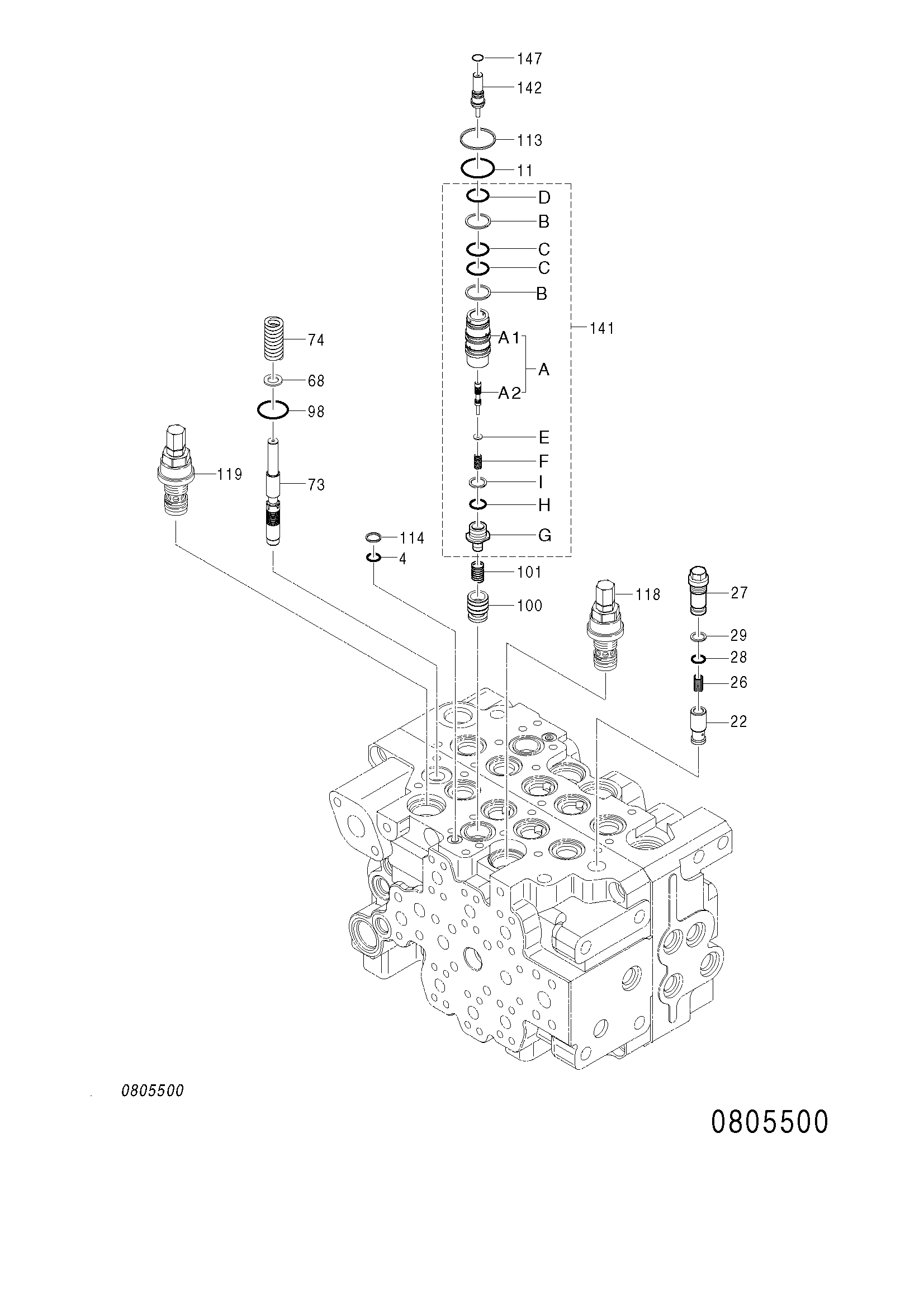 Схема Гидрораспределитель (7/8) HITACHI ZX125US