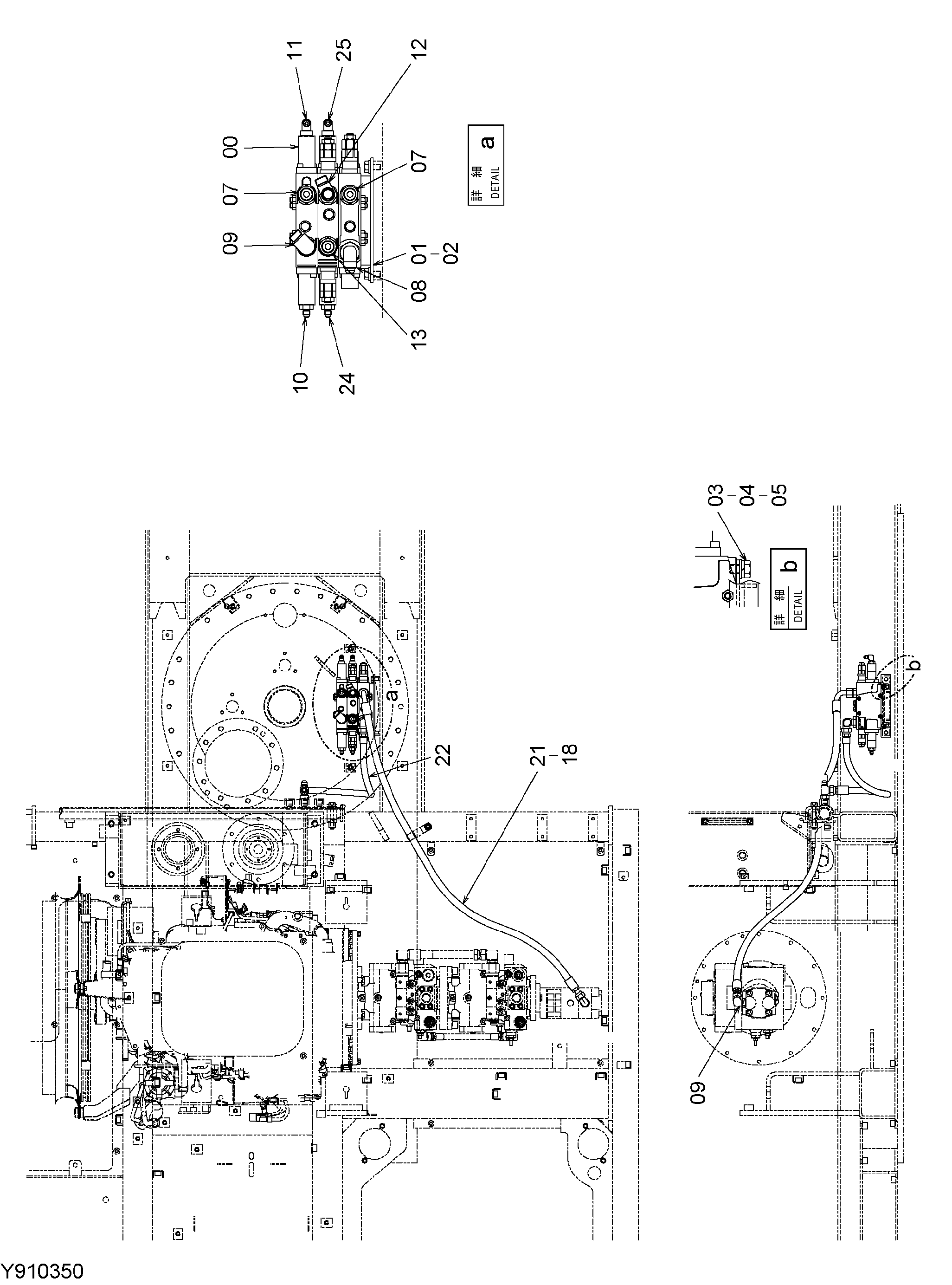 Схема Гидрораспределитель трубопроводы HITACHI EG65R-3