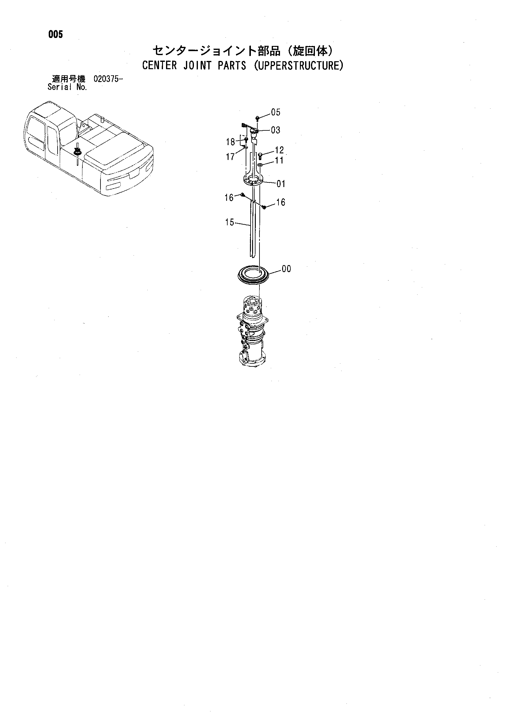 Схема Центральный коллектор детали (верхняя платформа) HITACHI ZX300W