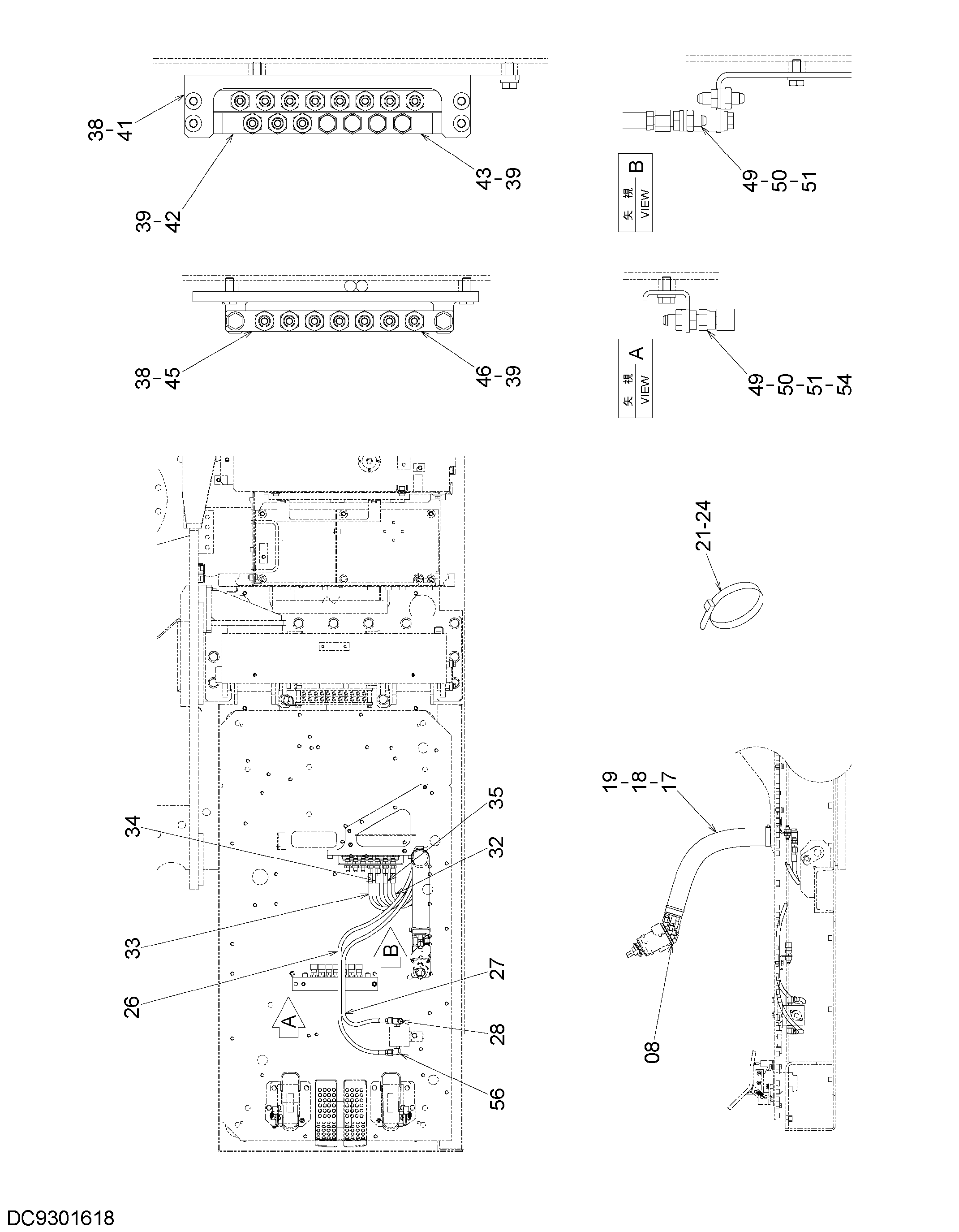 Схема Пилотные гидролинии (9)(пол) HITACHI ZX1800K-3