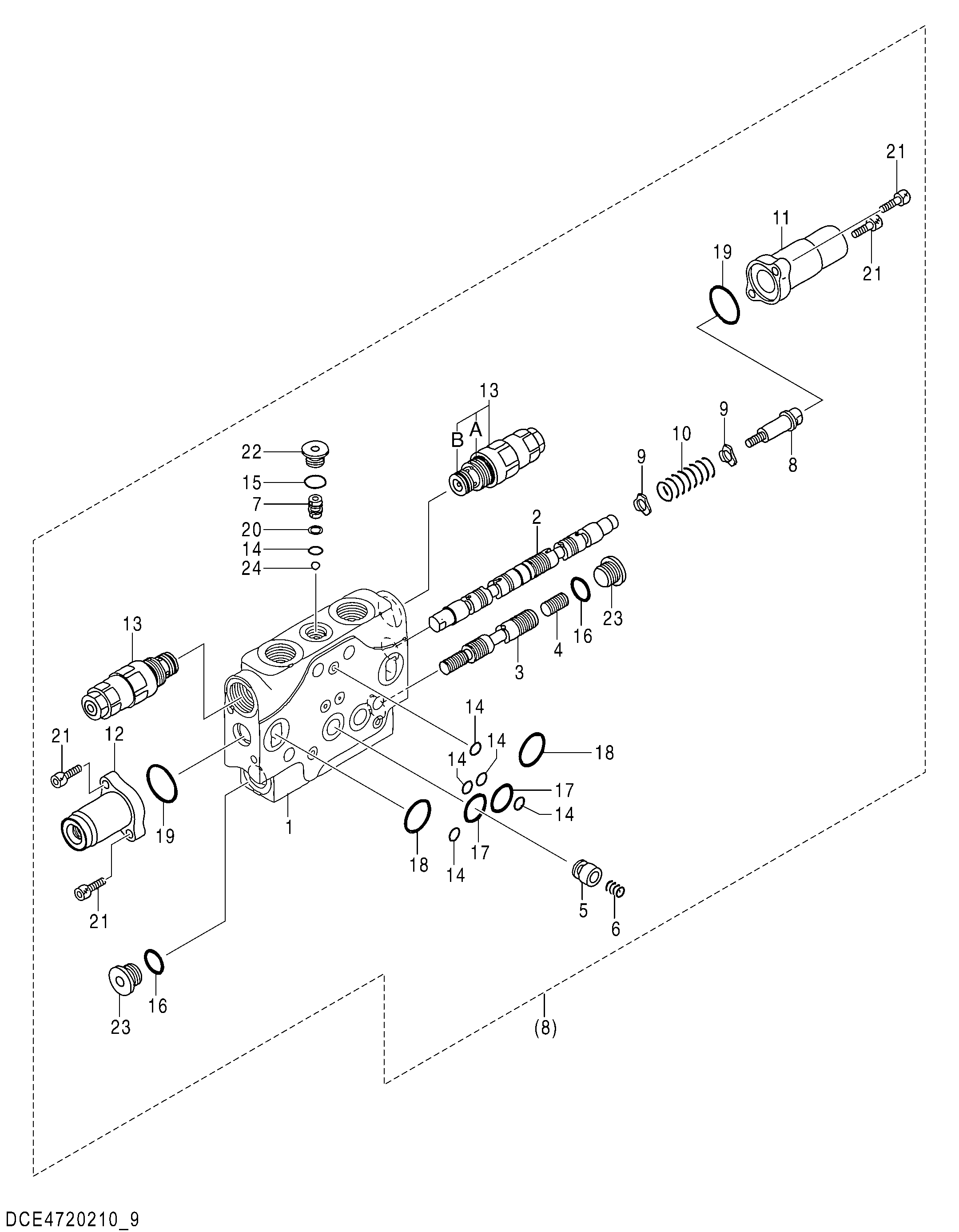 Схема Золотник секция (рукоять) HITACHI ZX40U-5A