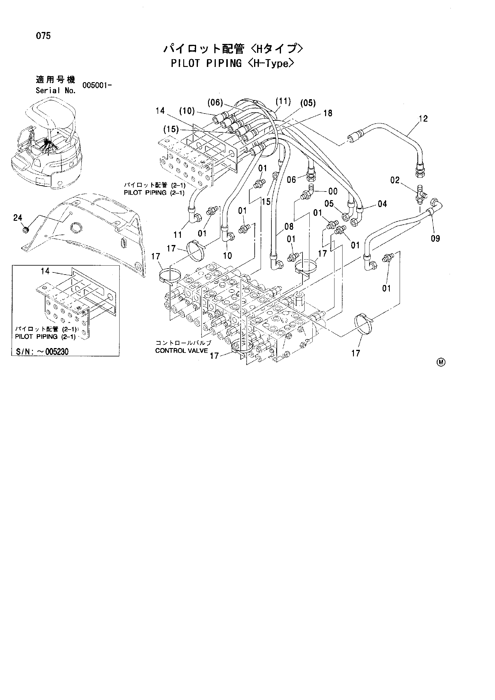 Схема Пилотные гидролинии <тип H> HITACHI ZX35U