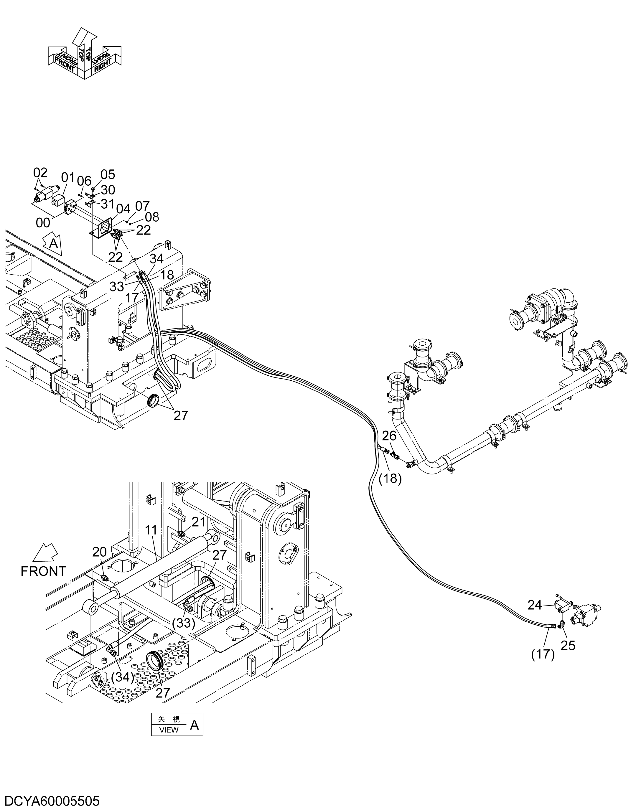 Схема Наклон кабина трубопроводы HITACHI ZX870H-3