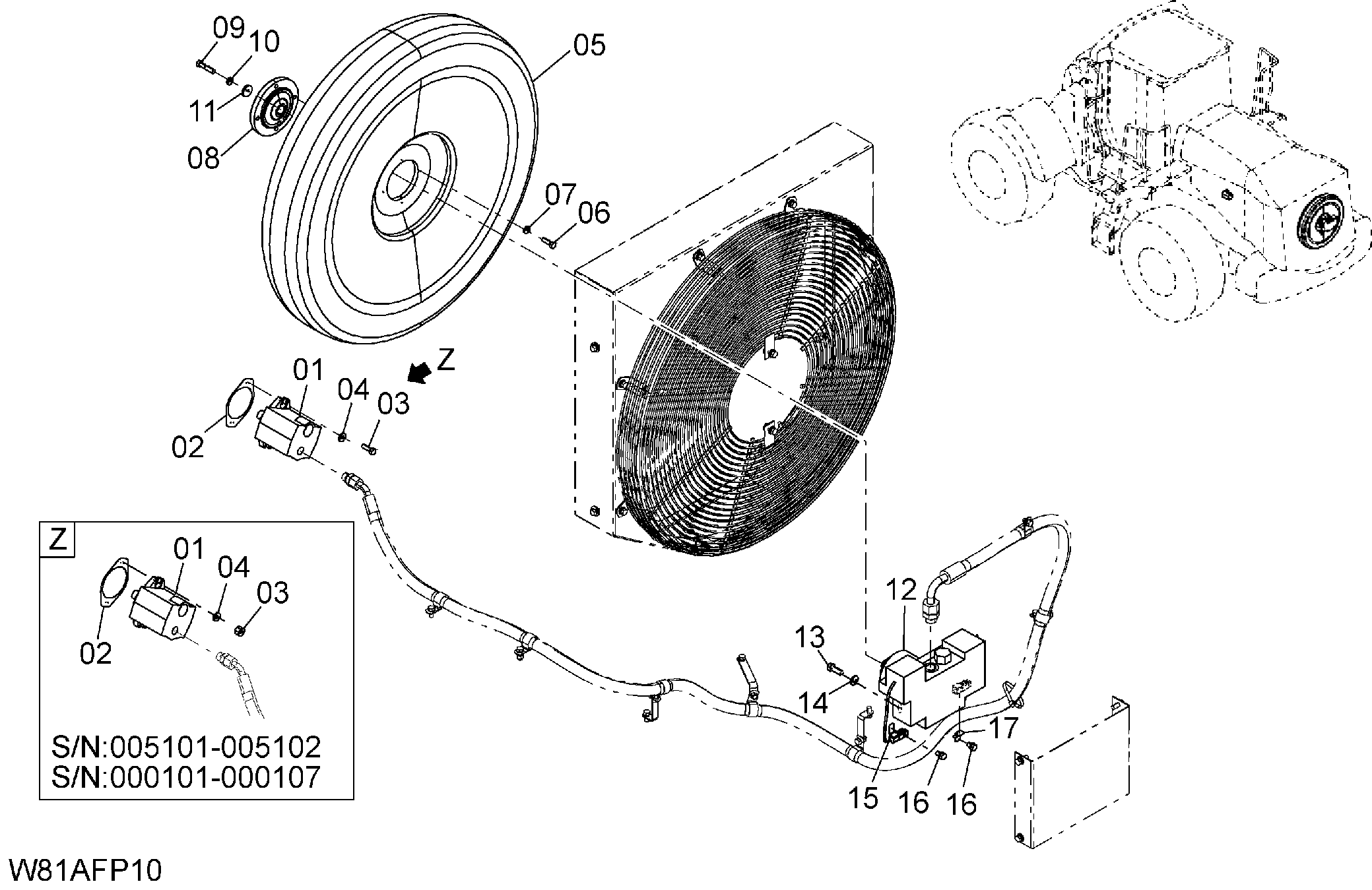 Схема Охлаждение вентилятор [6CH, H3H, HCH, HEH, HSH](FPM001) HITACHI ZW250