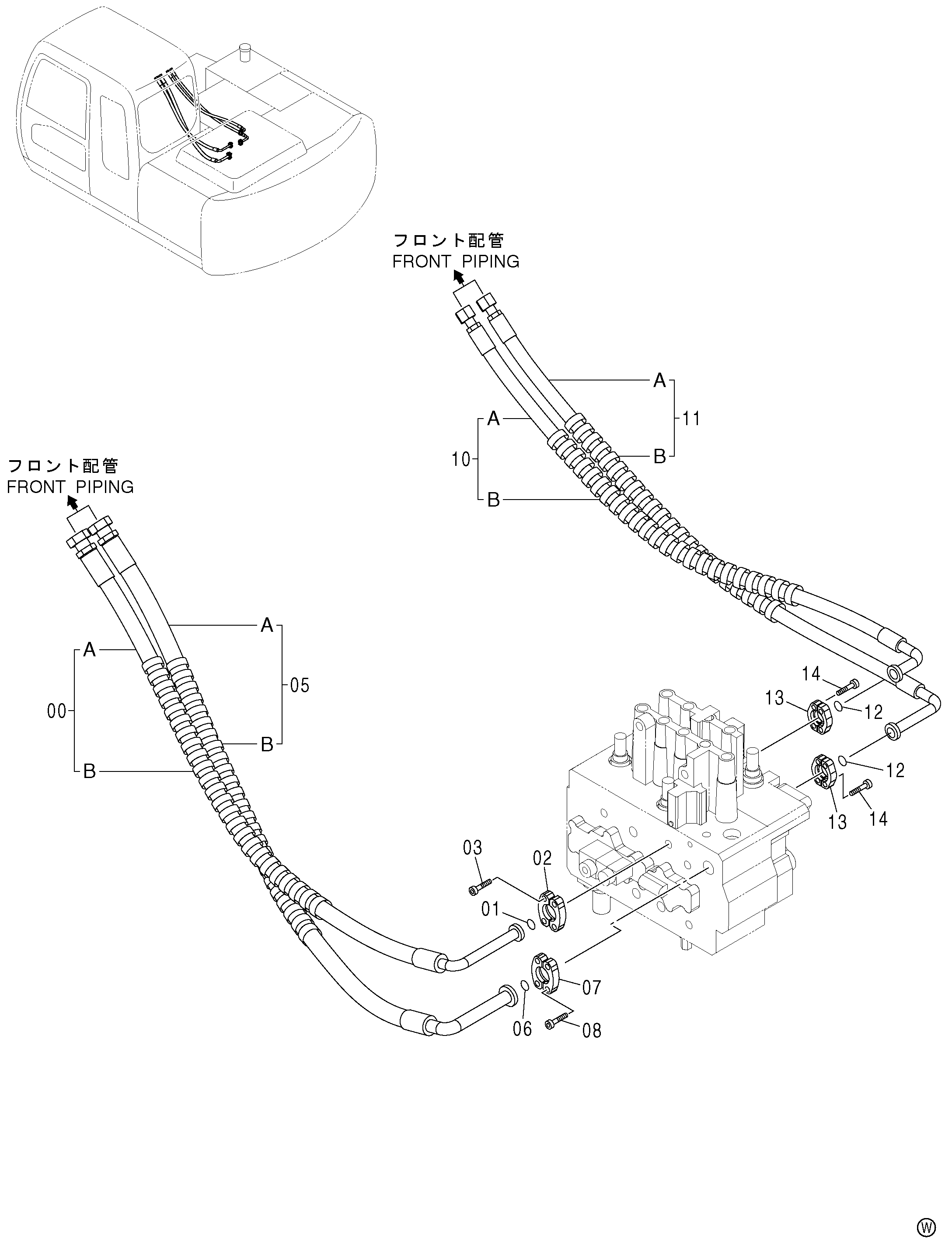 Схема Основные гидролинии (2) HITACHI ZX120