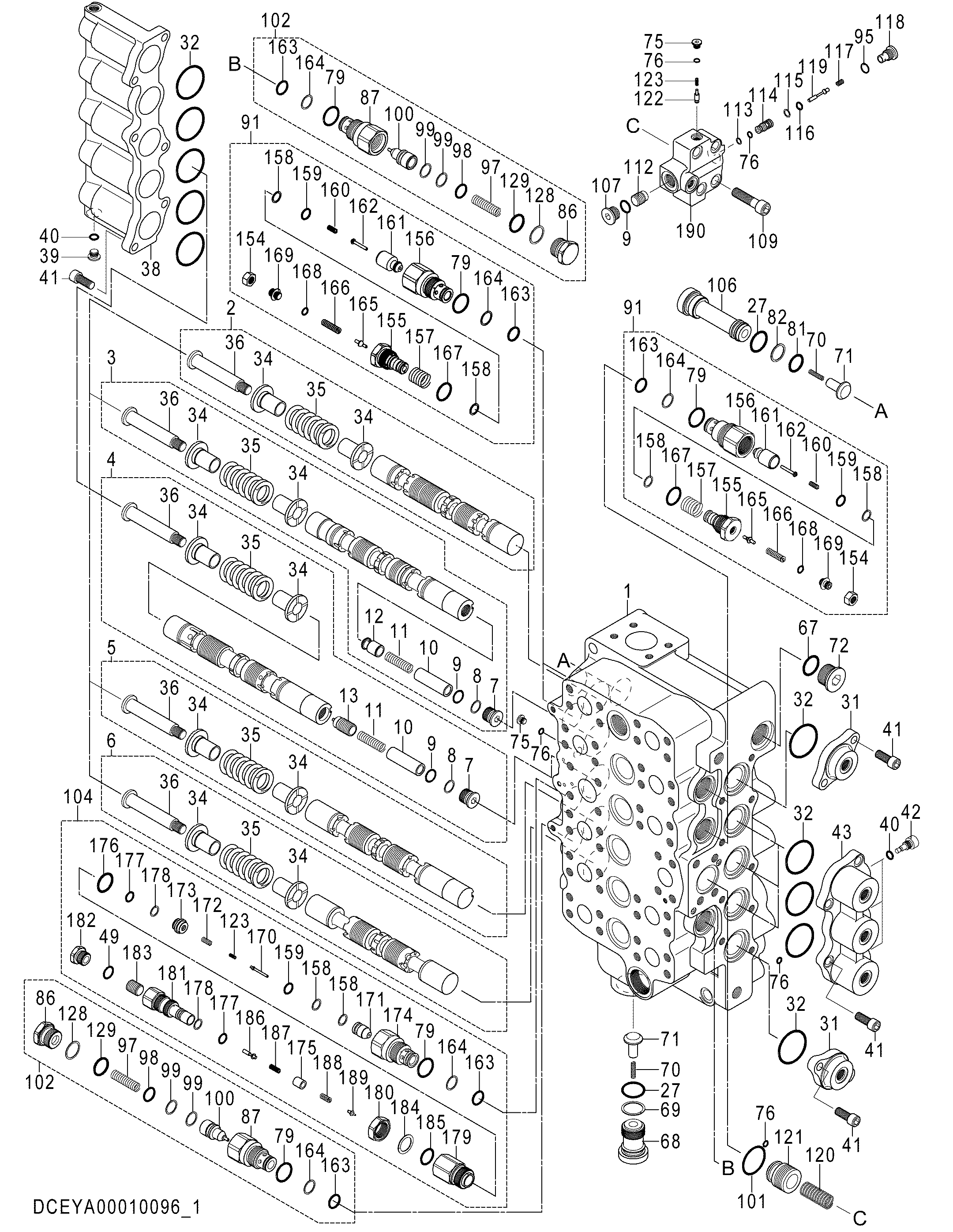 Схема Гидрораспределитель (1/4) HITACHI EX1200-6