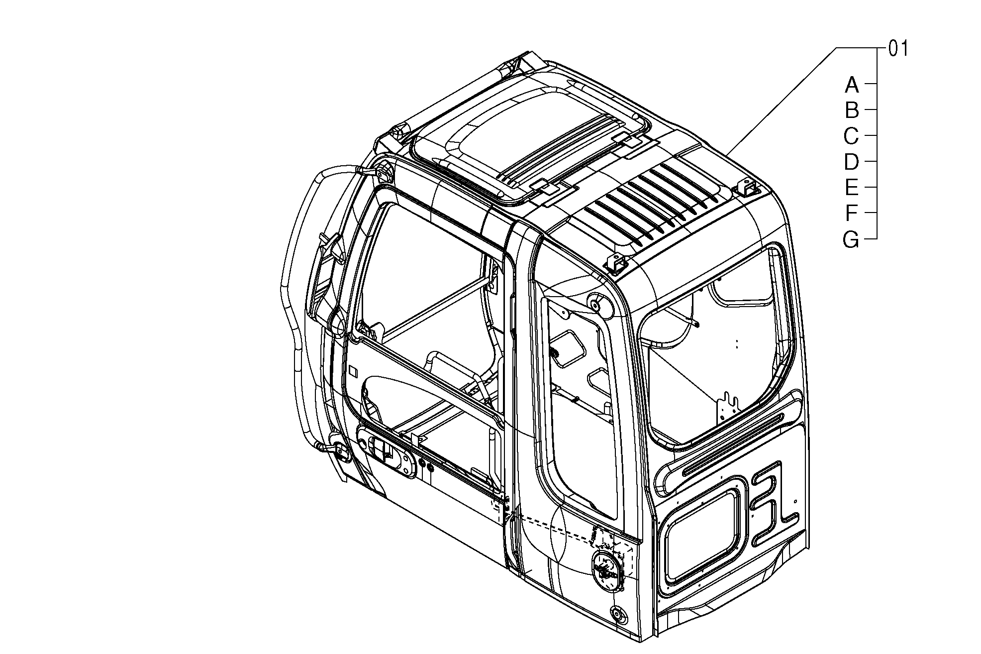 Схема Кабина HITACHI ZX250LCH-3G