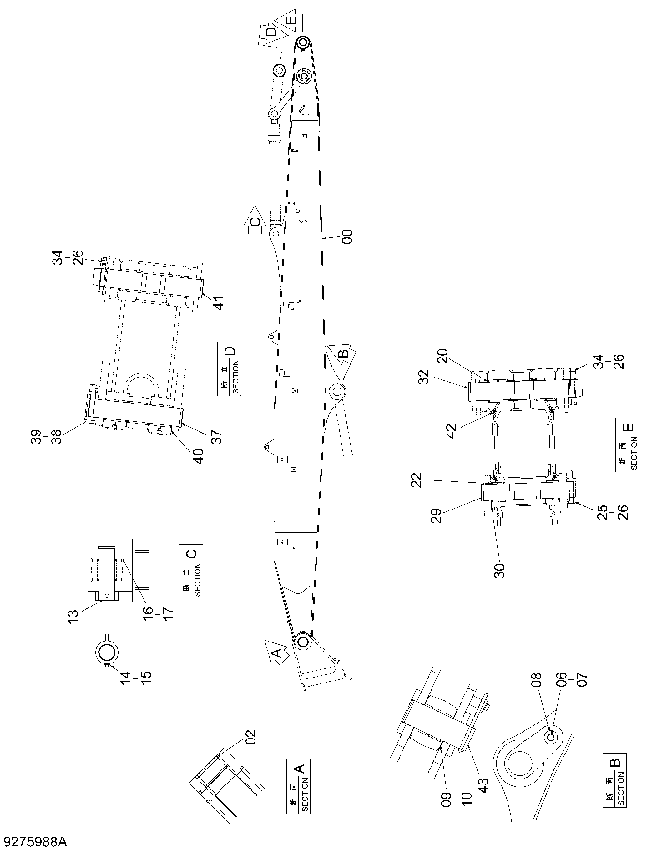 Схема Рукоять в сборе 8.0m HITACHI ZX450-3