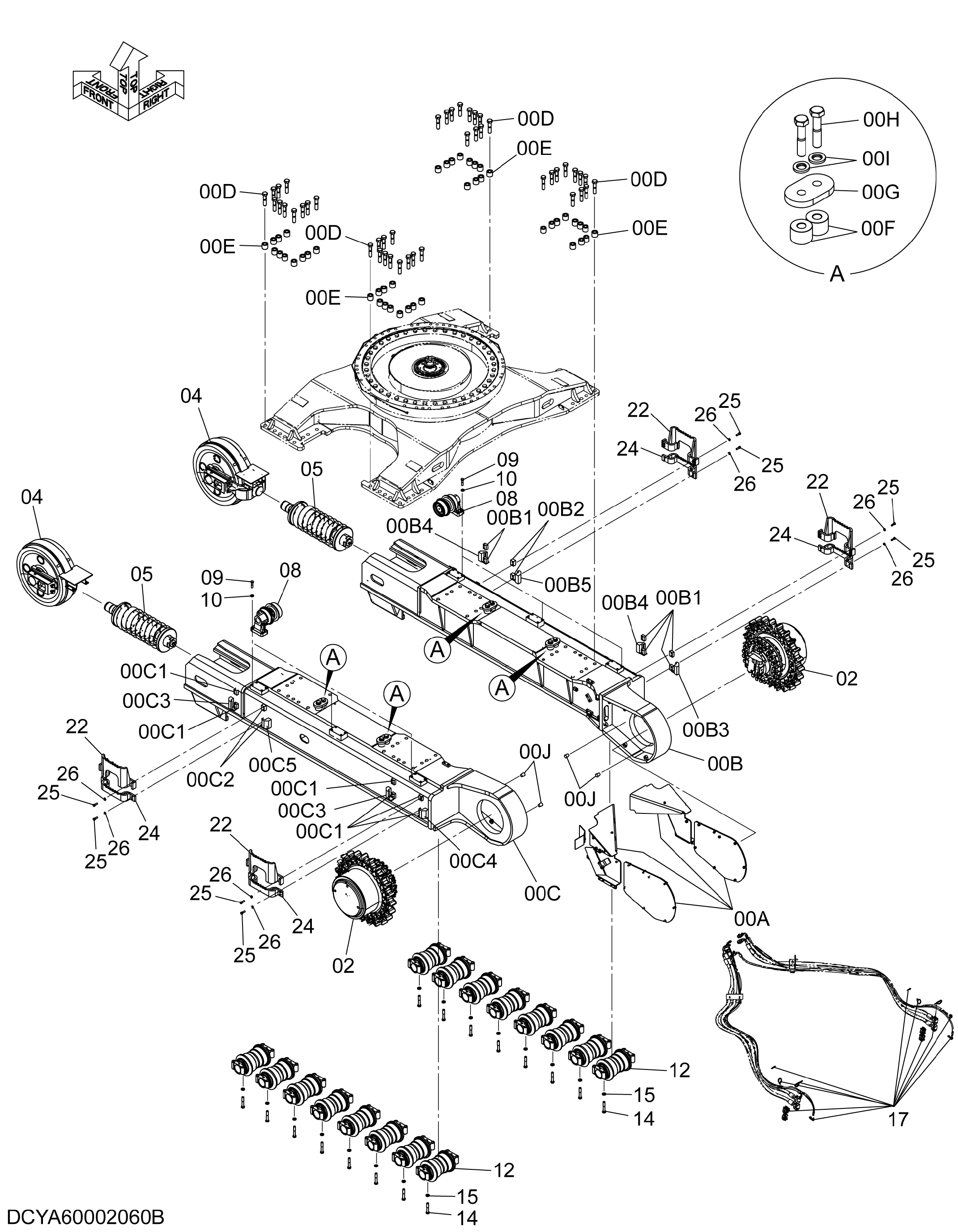 Схема Гусеница боковой рама HITACHI ZX670LC-5G