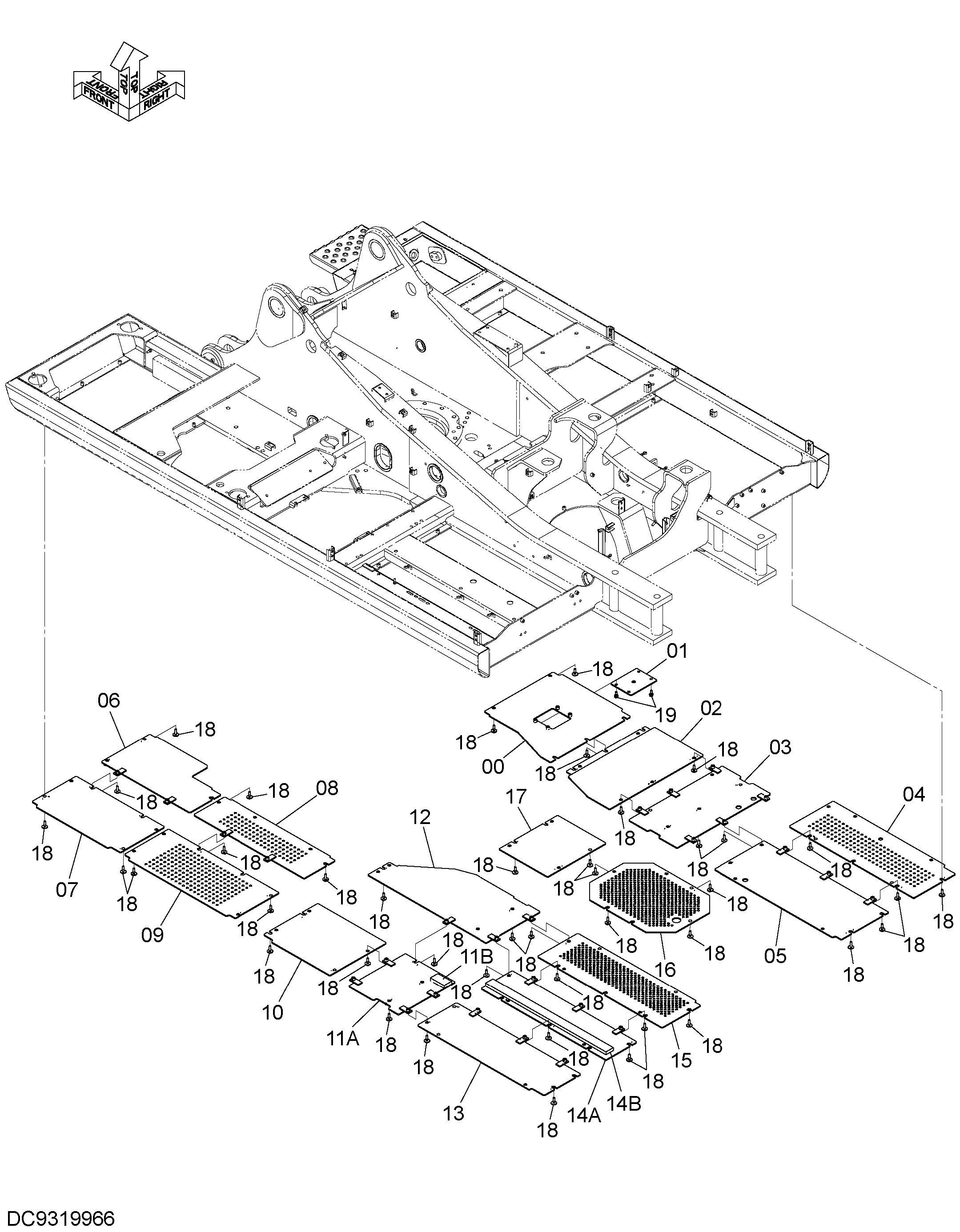 Схема Нижняя защита (t=6.0mm) HITACHI ZX250LC-5B