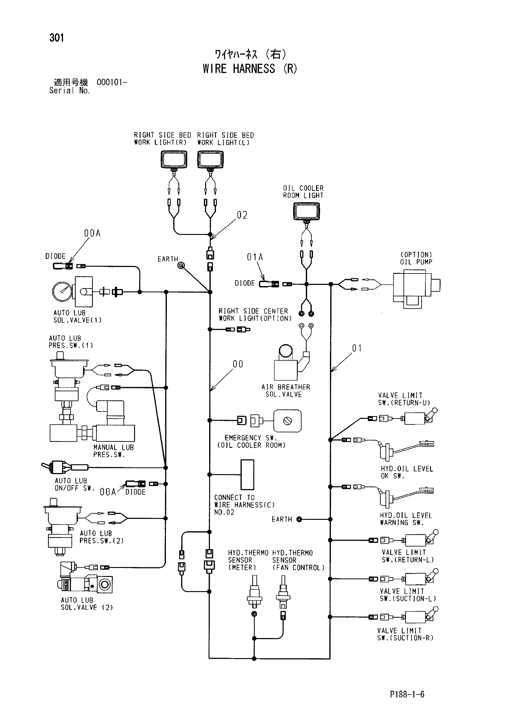Схема Провод жгут проводов (правый) HITACHI EX3600-5