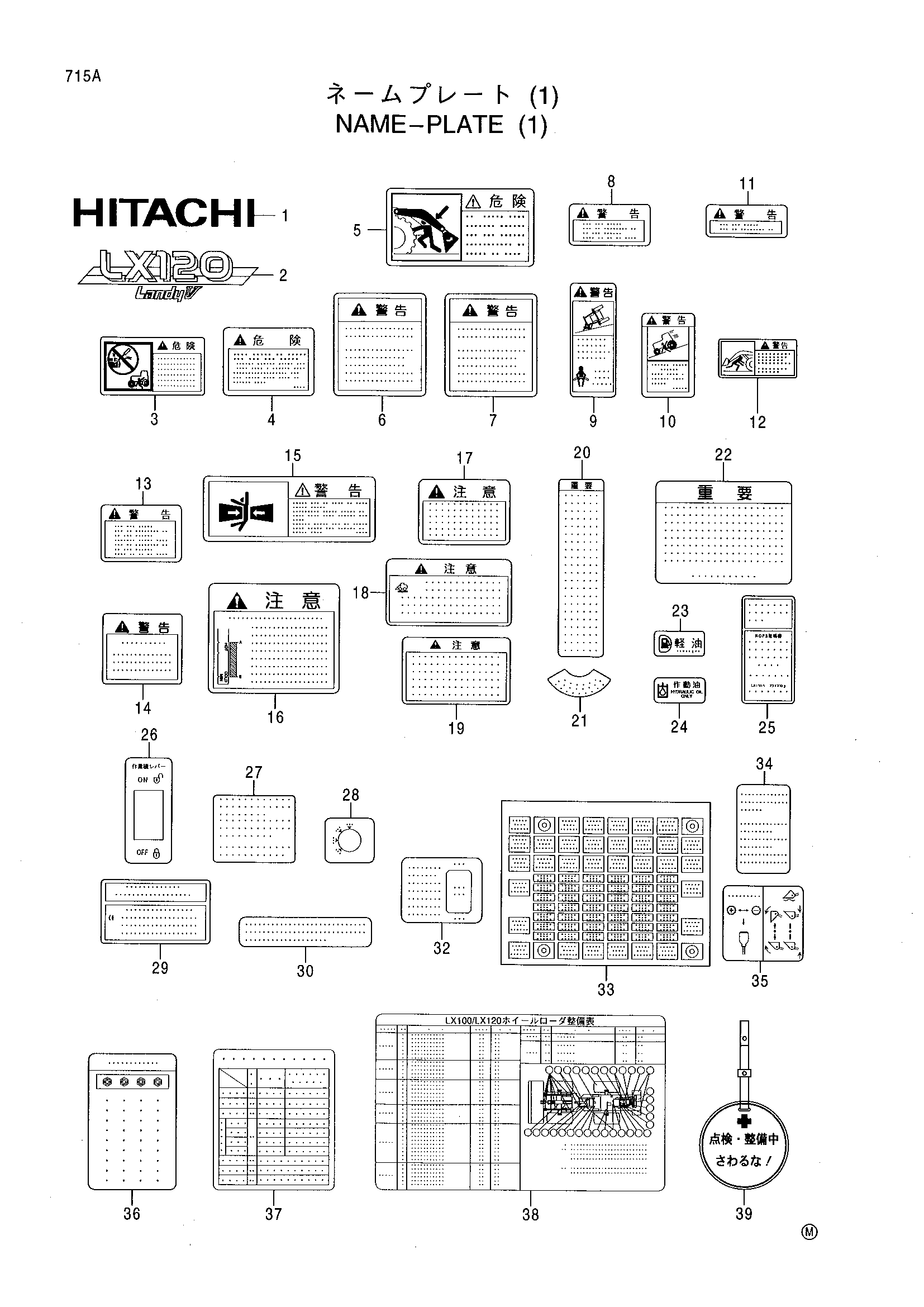 Схема Информационная табличка (1) HITACHI LX120-5
