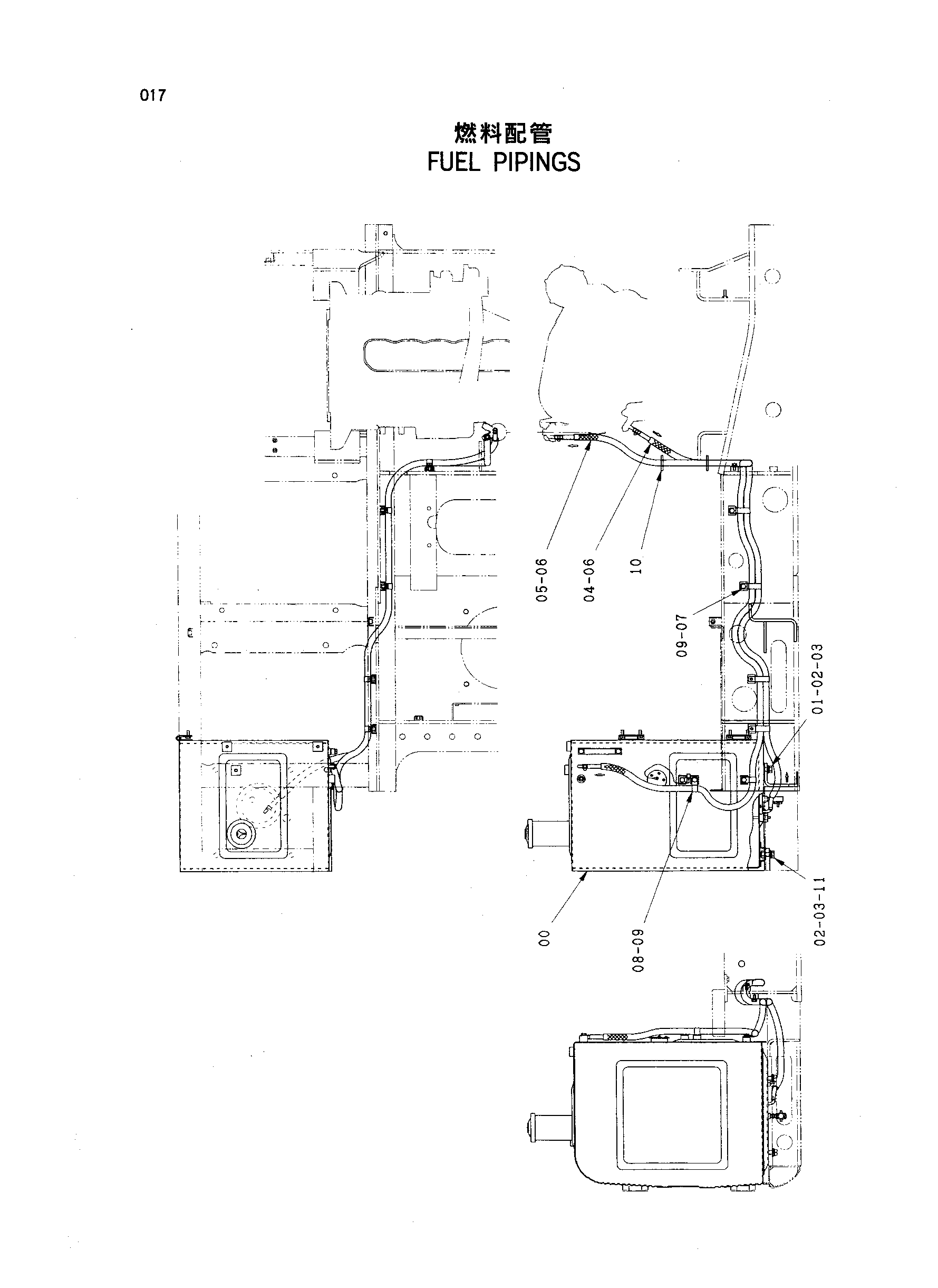 Схема Топливные трубопроводы HITACHI HR320