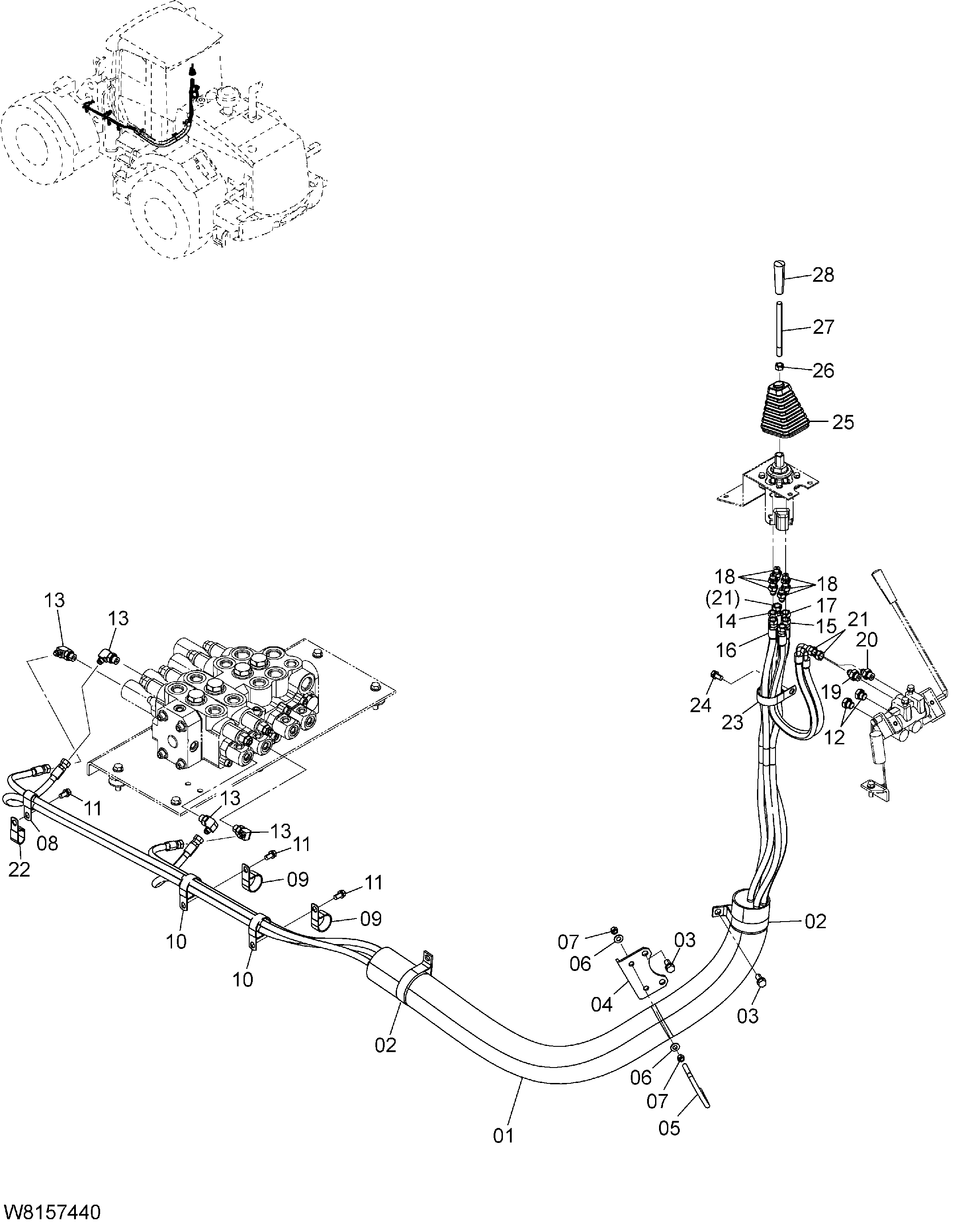 Схема Пилотные гидролинии (4-золотник) (4PL) HITACHI ZW180