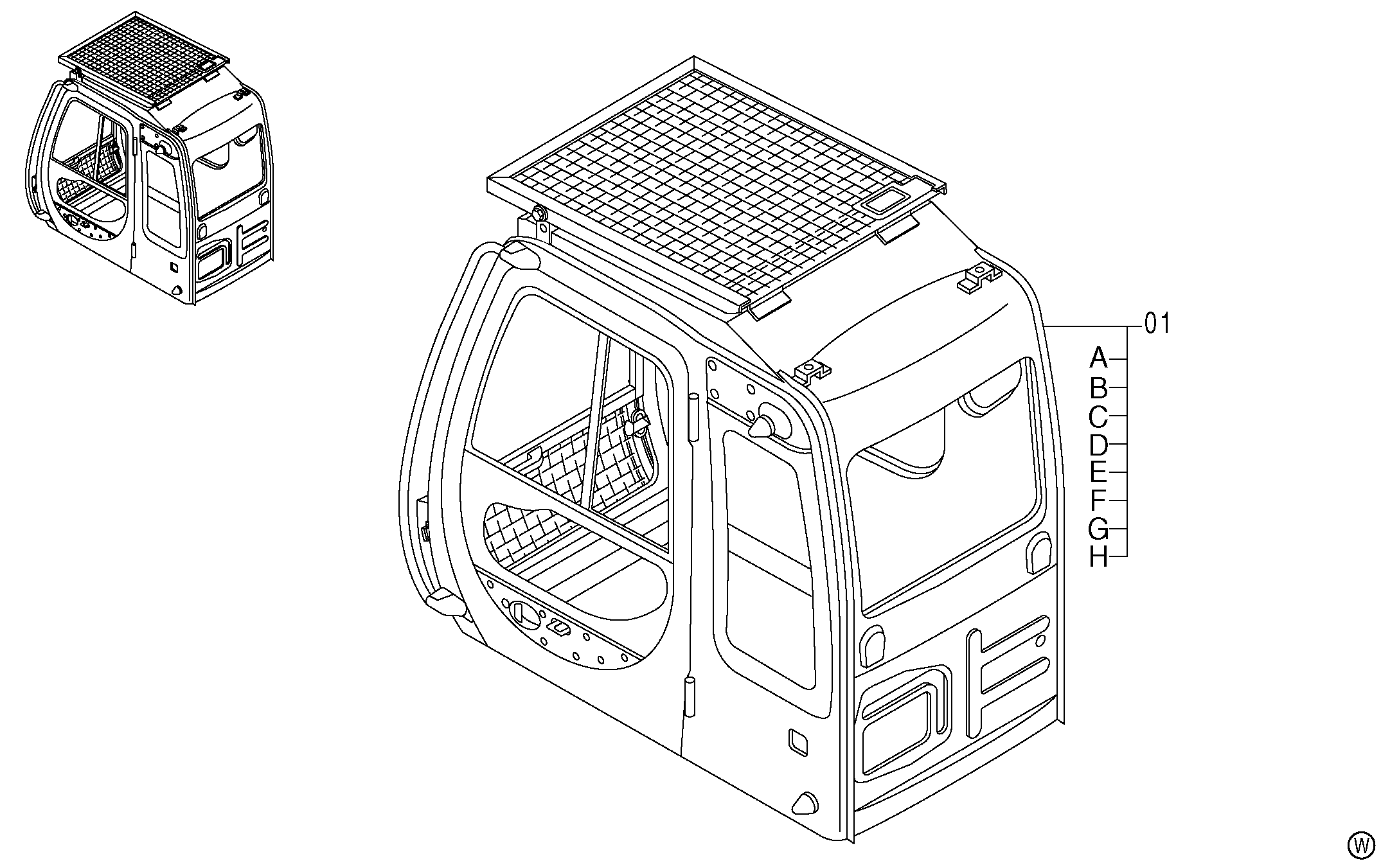 Схема Кабина (HG тип)<K> HITACHI ZX130K