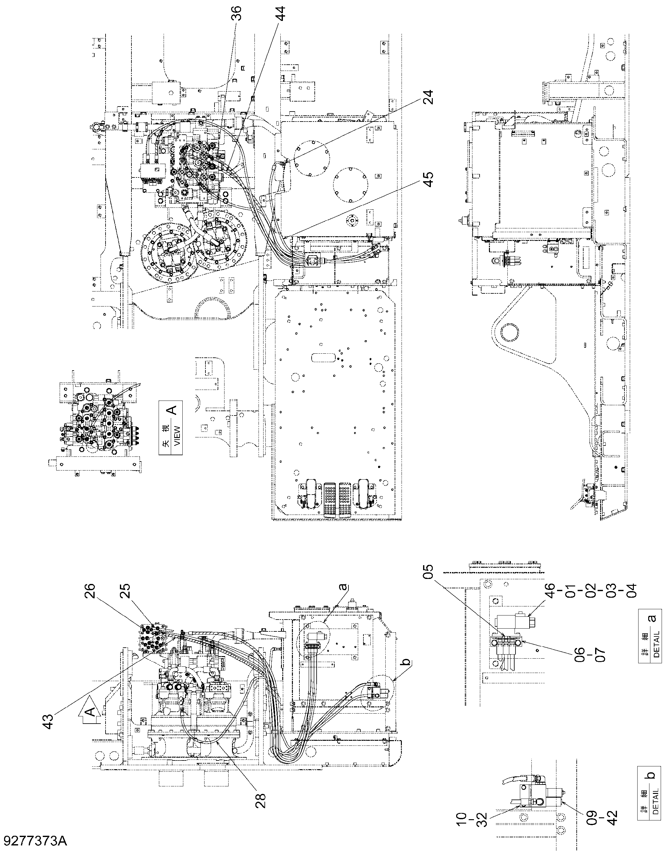 Схема Пилотные гидролинии (передний моде селектион) HITACHI ZX470H-3