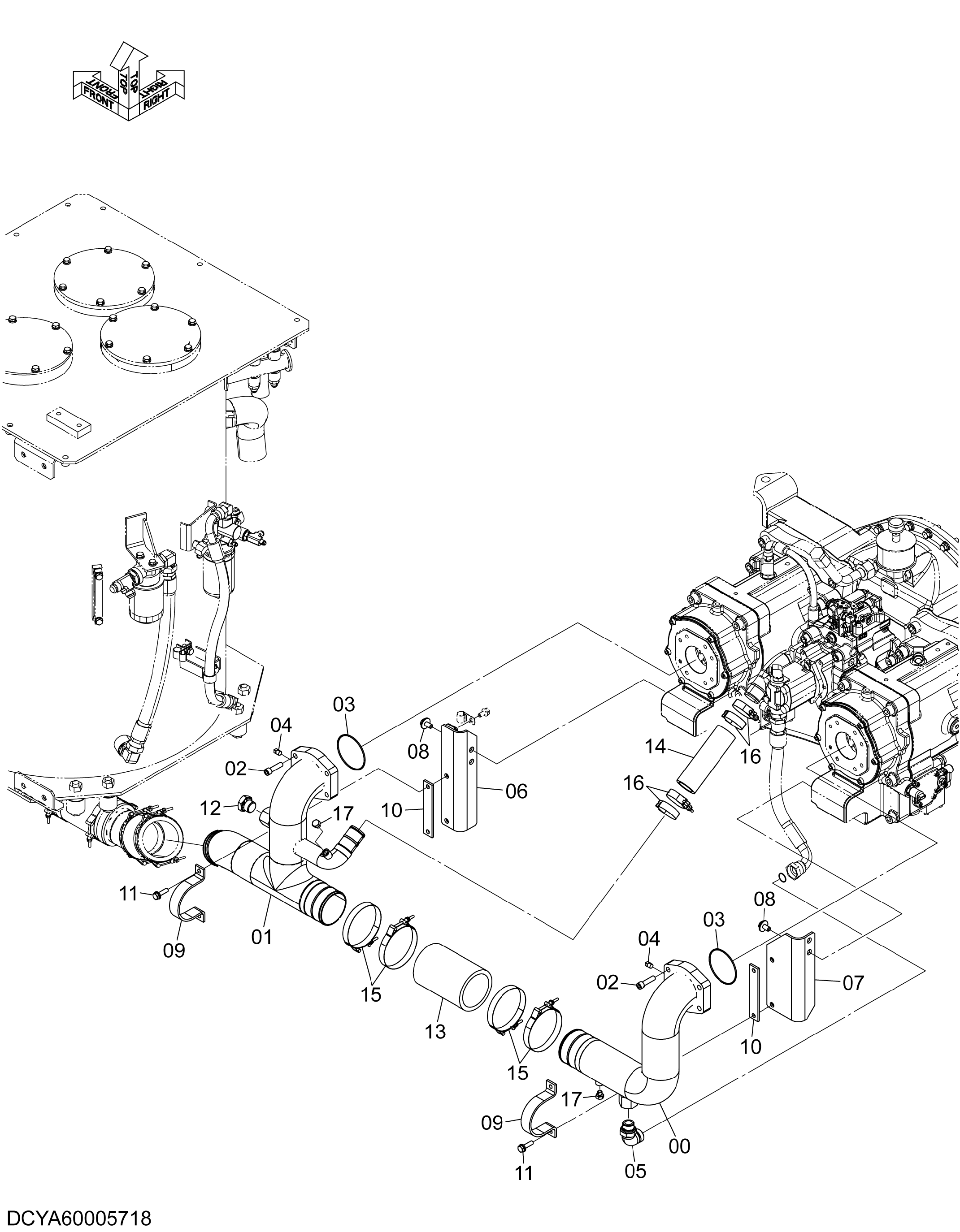 Схема Всасывающие трубопроводы (насос) HITACHI ZX670LC-5G