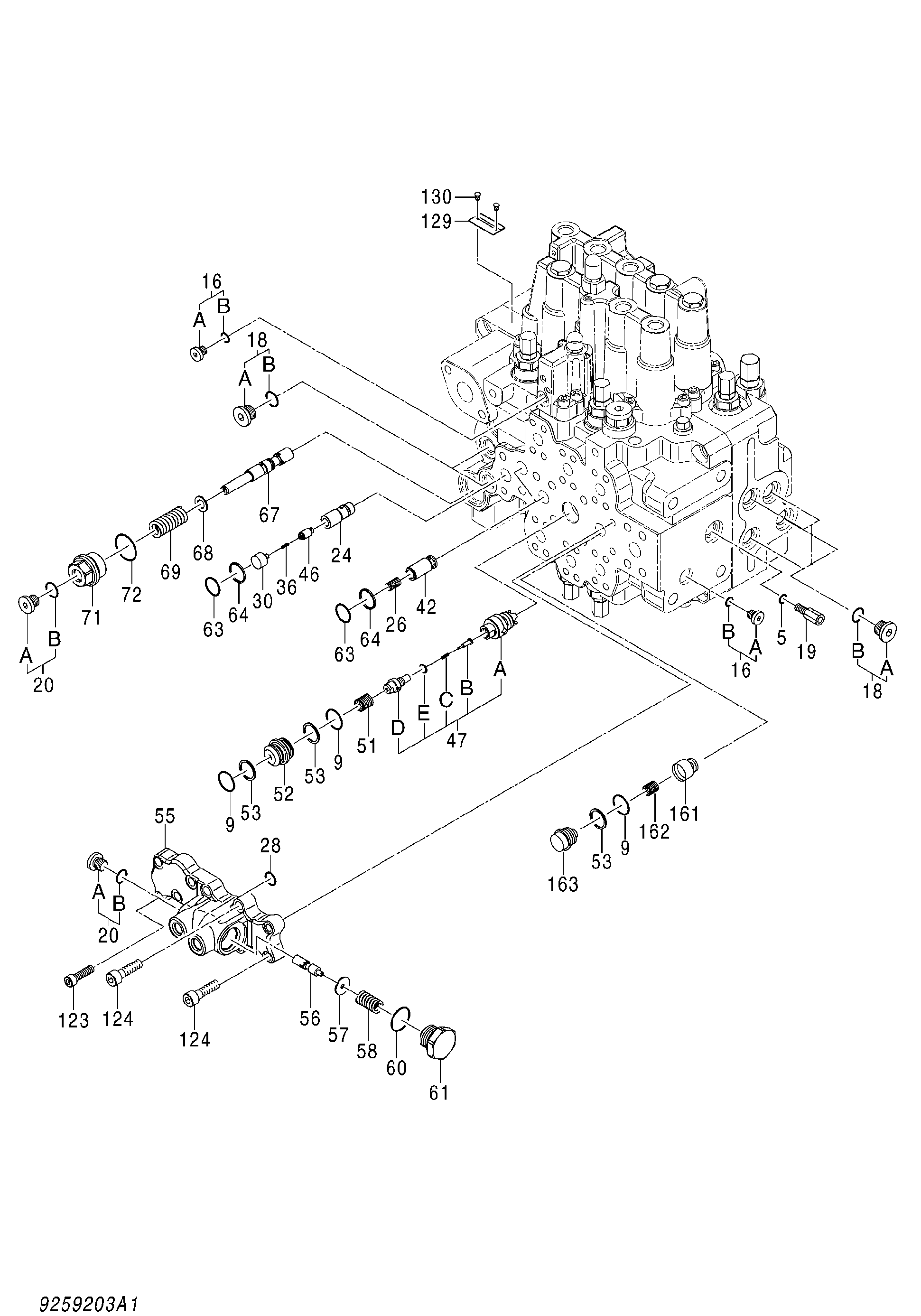 Схема Гидрораспределитель (1/8) HITACHI ZX145W-3