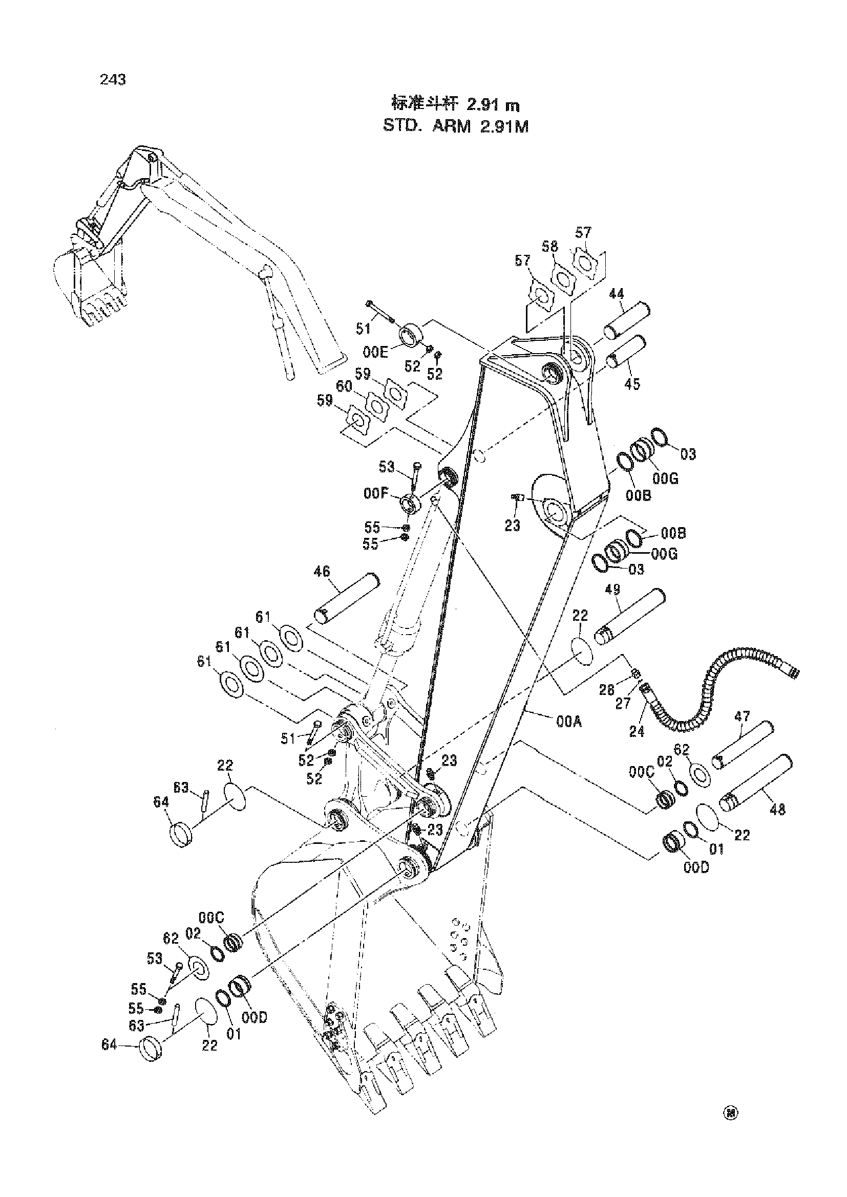Схема STD. ARM 2.91 m HITACHI ZX200-3-HCMC