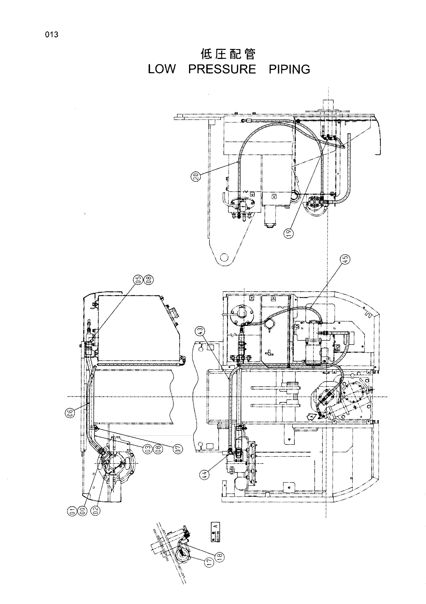 Схема Нижний давление трубопроводы HITACHI HX120B