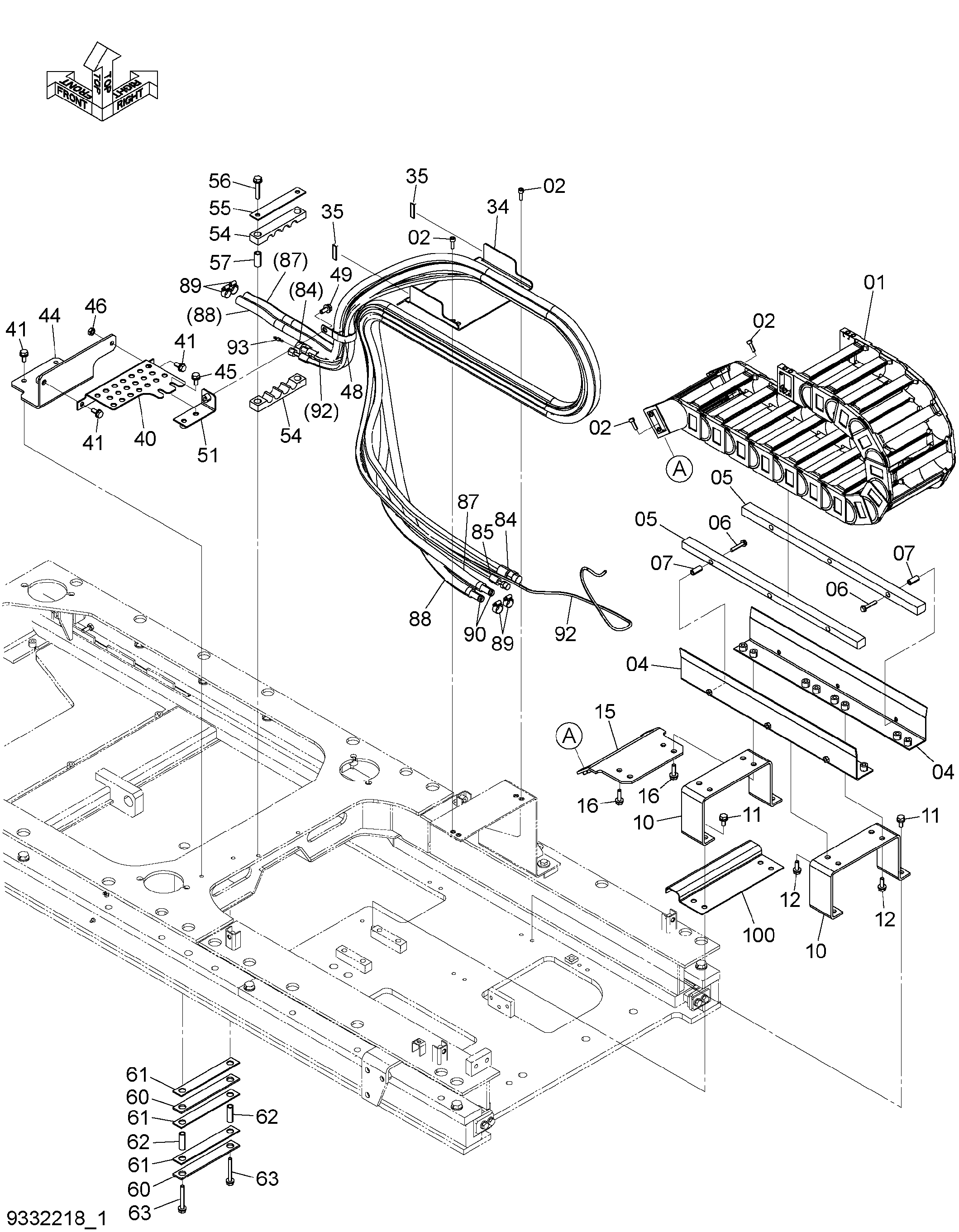 Схема Пилотные гидролинии (слидинг кабина)(1) HITACHI ZX225USR-3