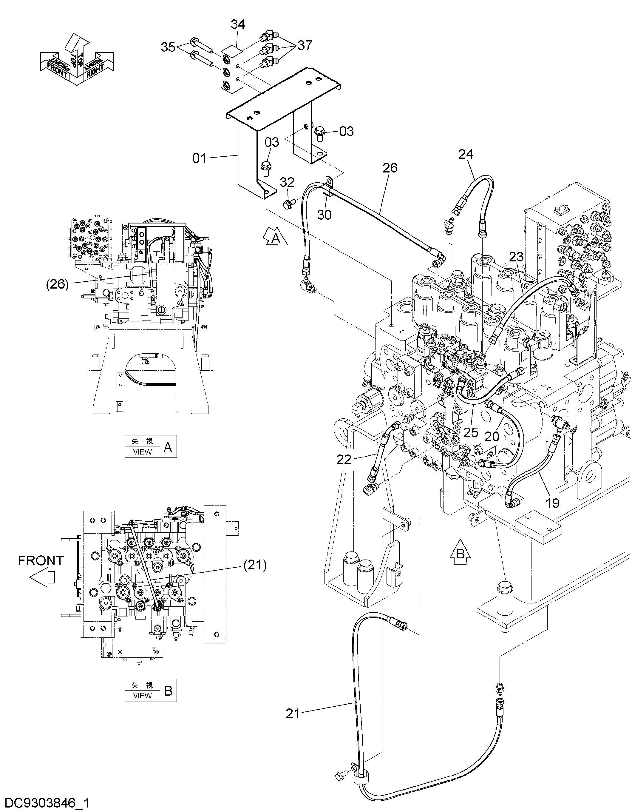 Схема Пилотные гидролинии (3-1) HITACHI ZX470LC-5G