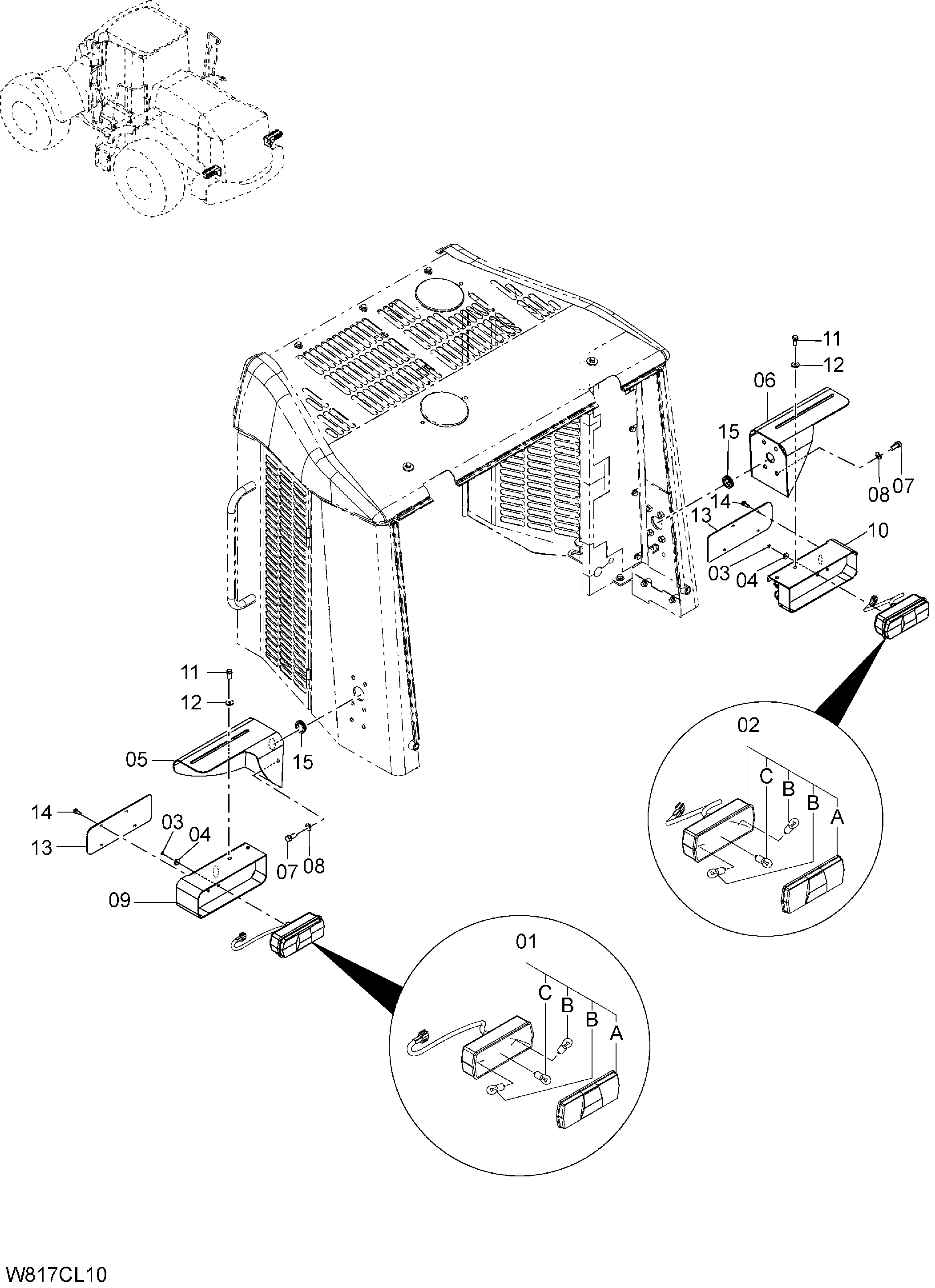 Схема Задний комбинированный фонарь [H3J, HEJ](CLR003) HITACHI ZW310