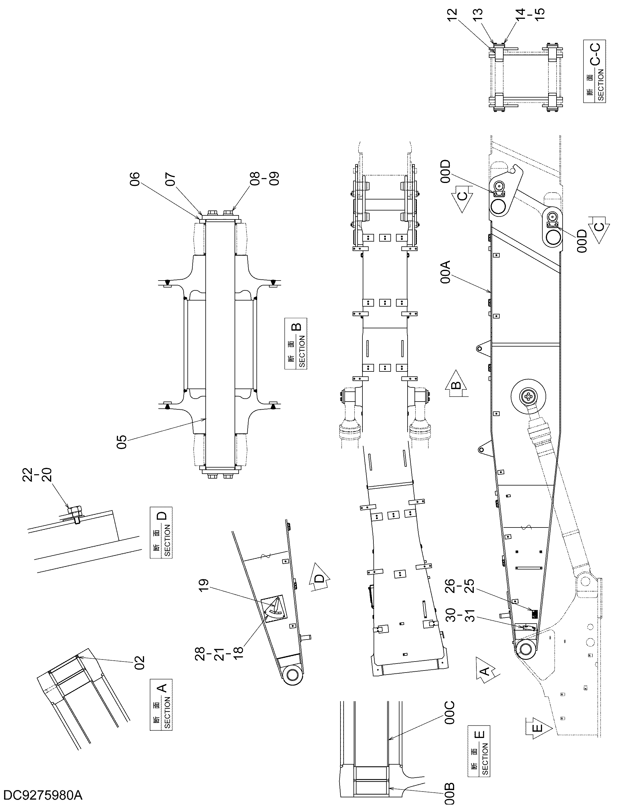 Схема Нижний стрела 5.7m HITACHI ZX450-3