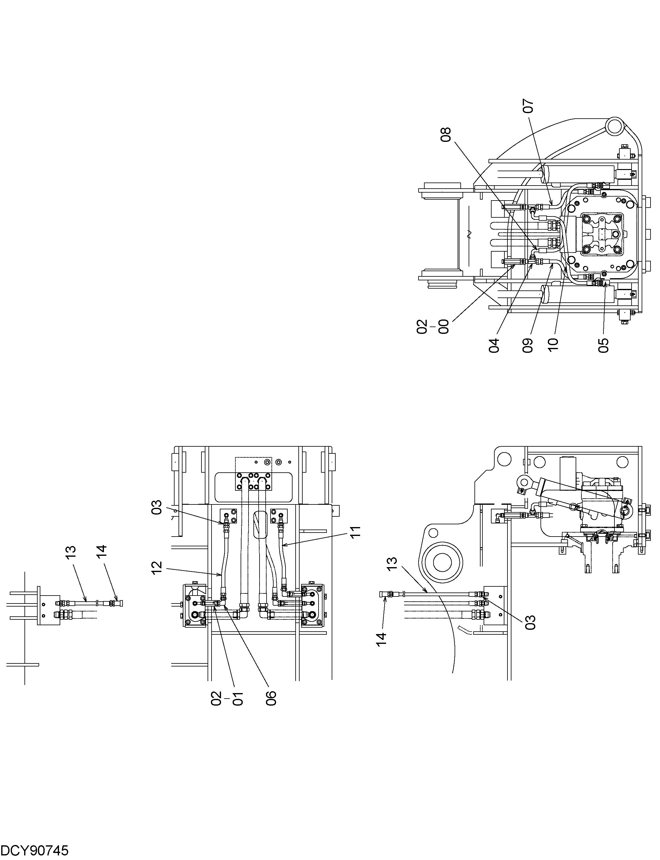 Схема Грейфер трубопроводы HITACHI ZX160
