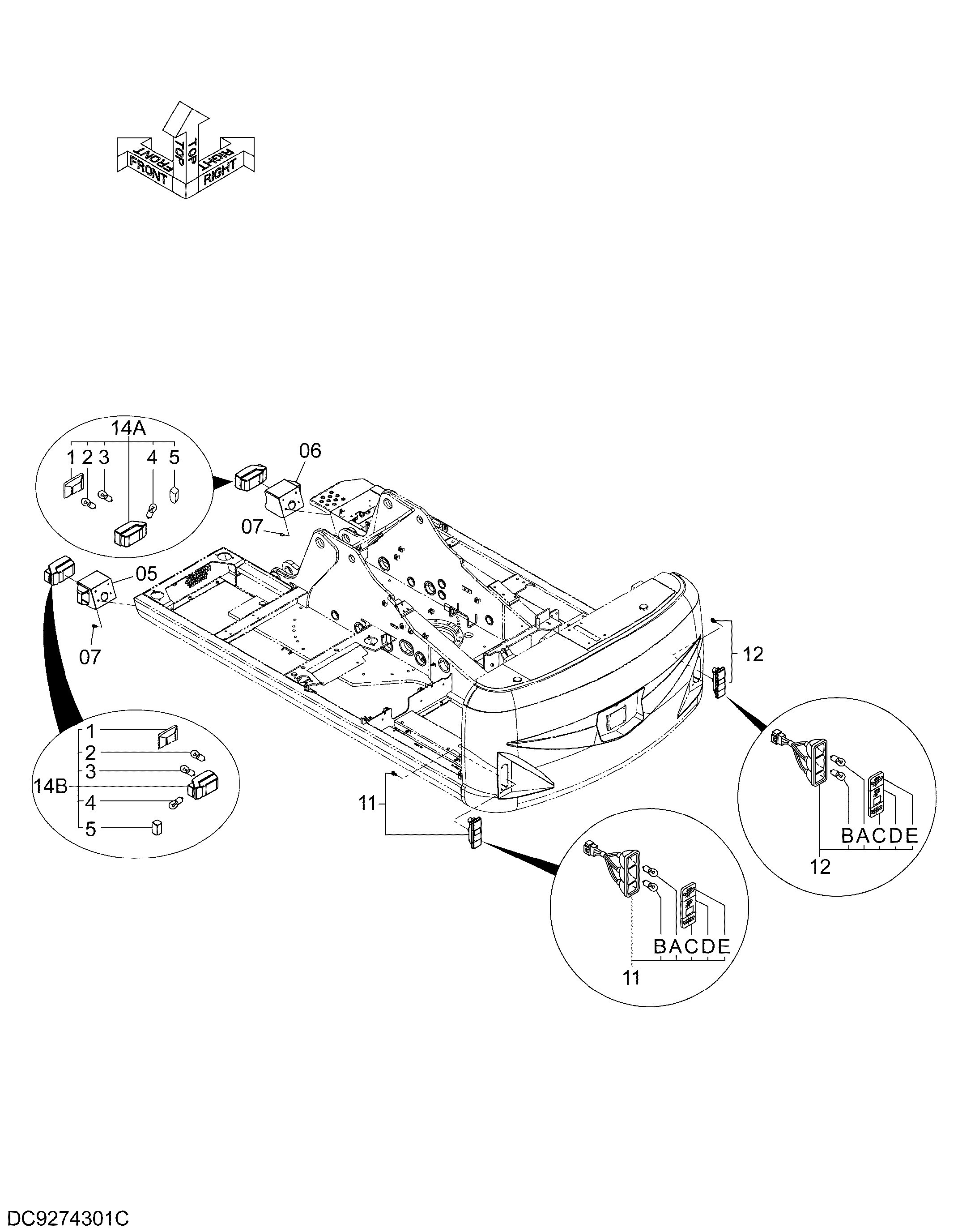 Схема Электрооборудование (B) HITACHI ZX140W-3-AMS