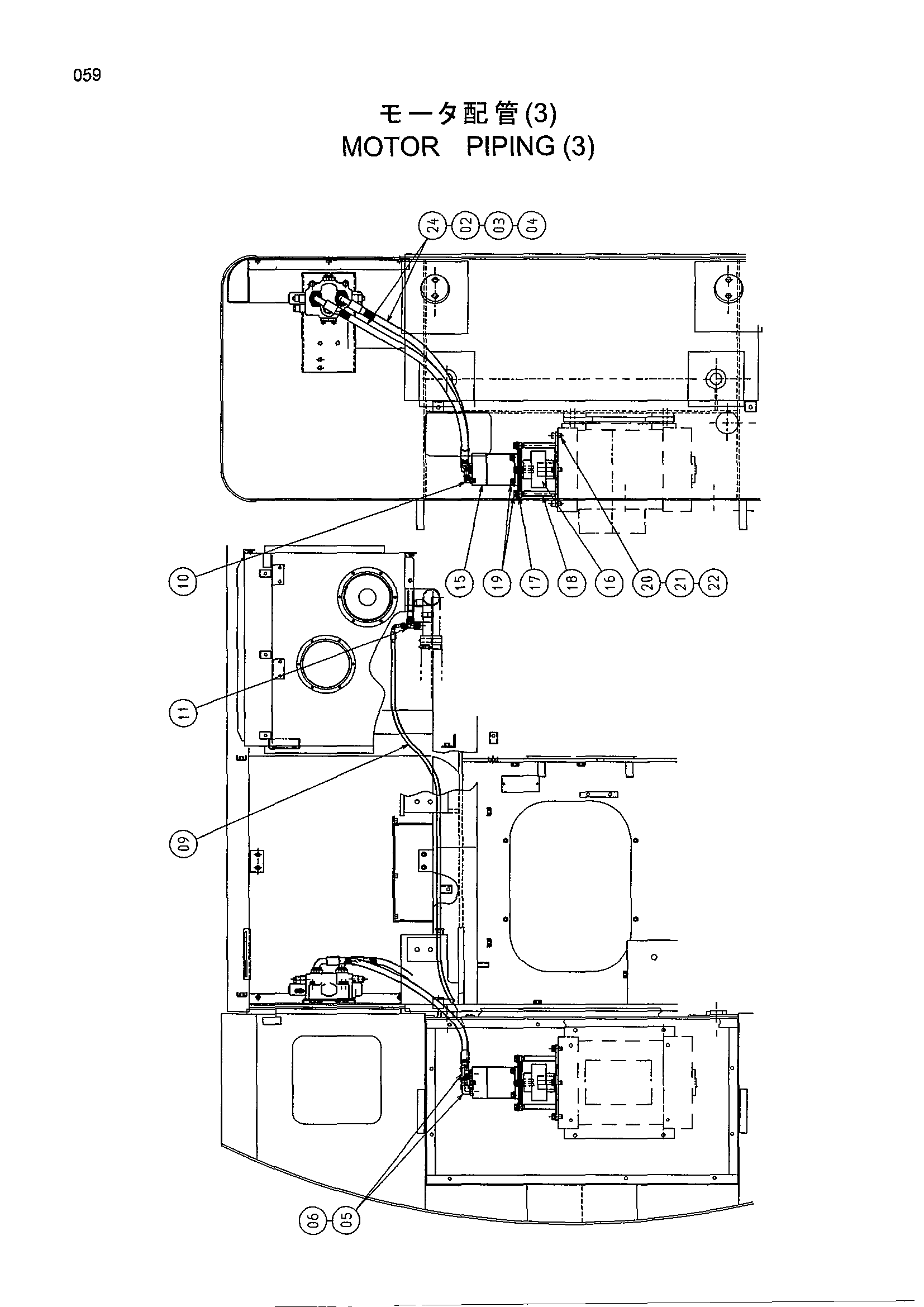 Схема Гидромотор трубопроводы (3) HITACHI EX400-5