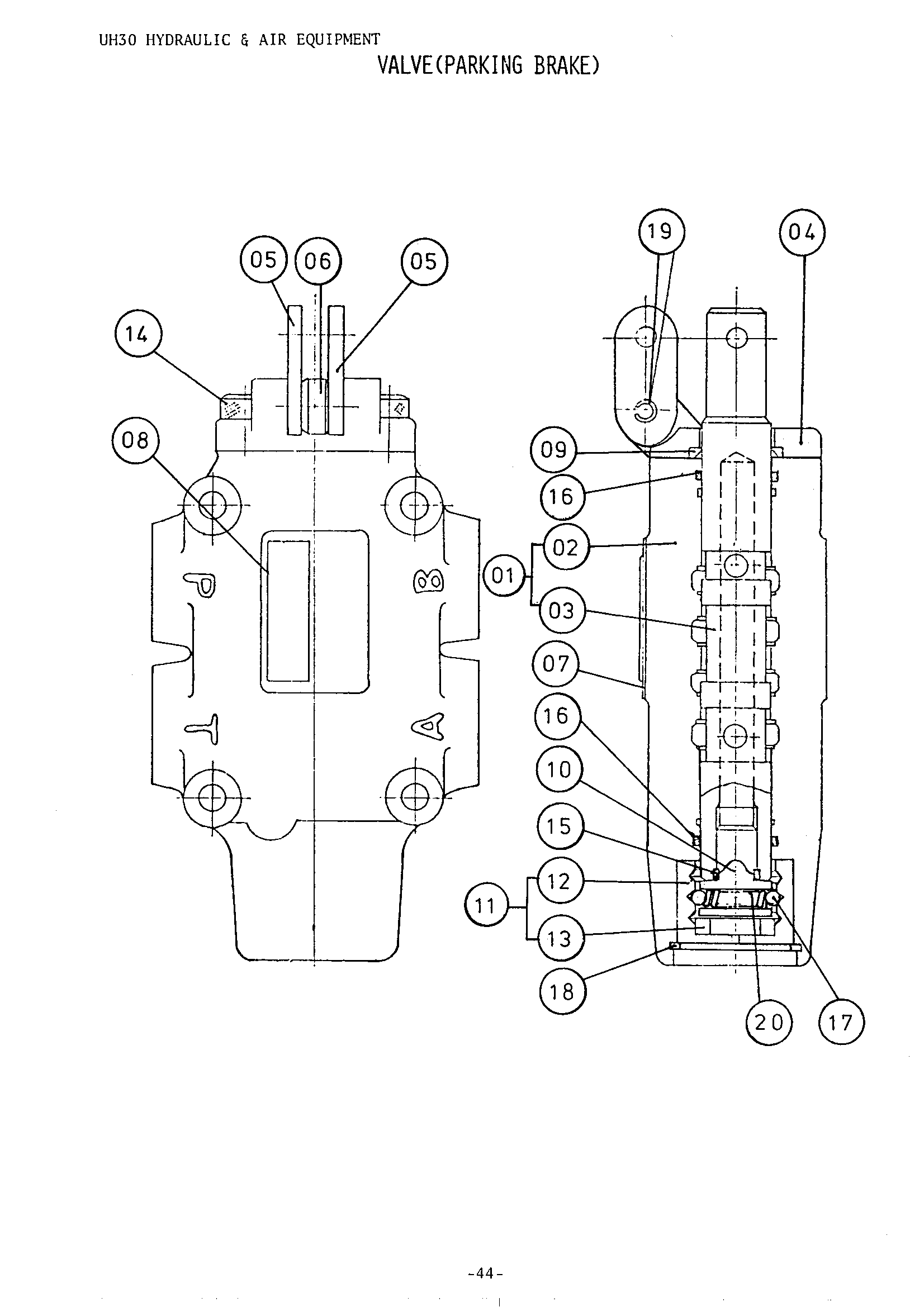Схема Стояночный тормозной клапан HITACHI UH30