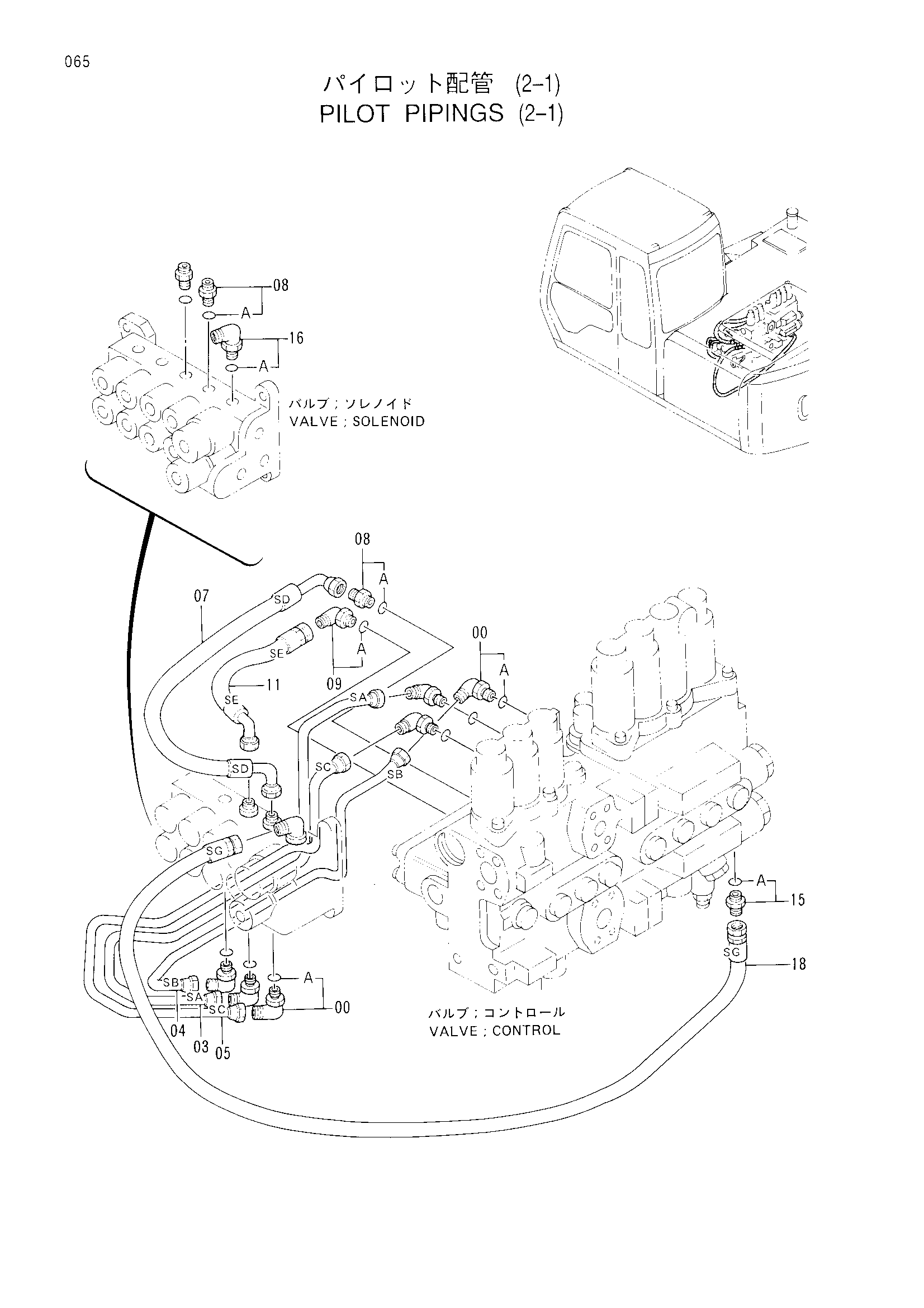 Схема Пилотный трубопроводы (2-1) HITACHI EX120-3
