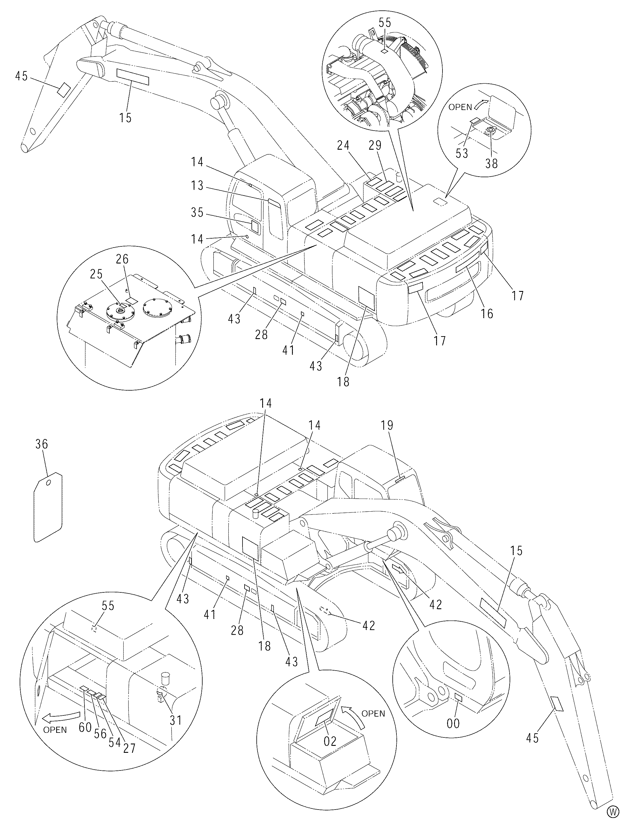 Схема Информационная табличка (2)(общий еапорт: английский)<450, MT> HITACHI ZX450