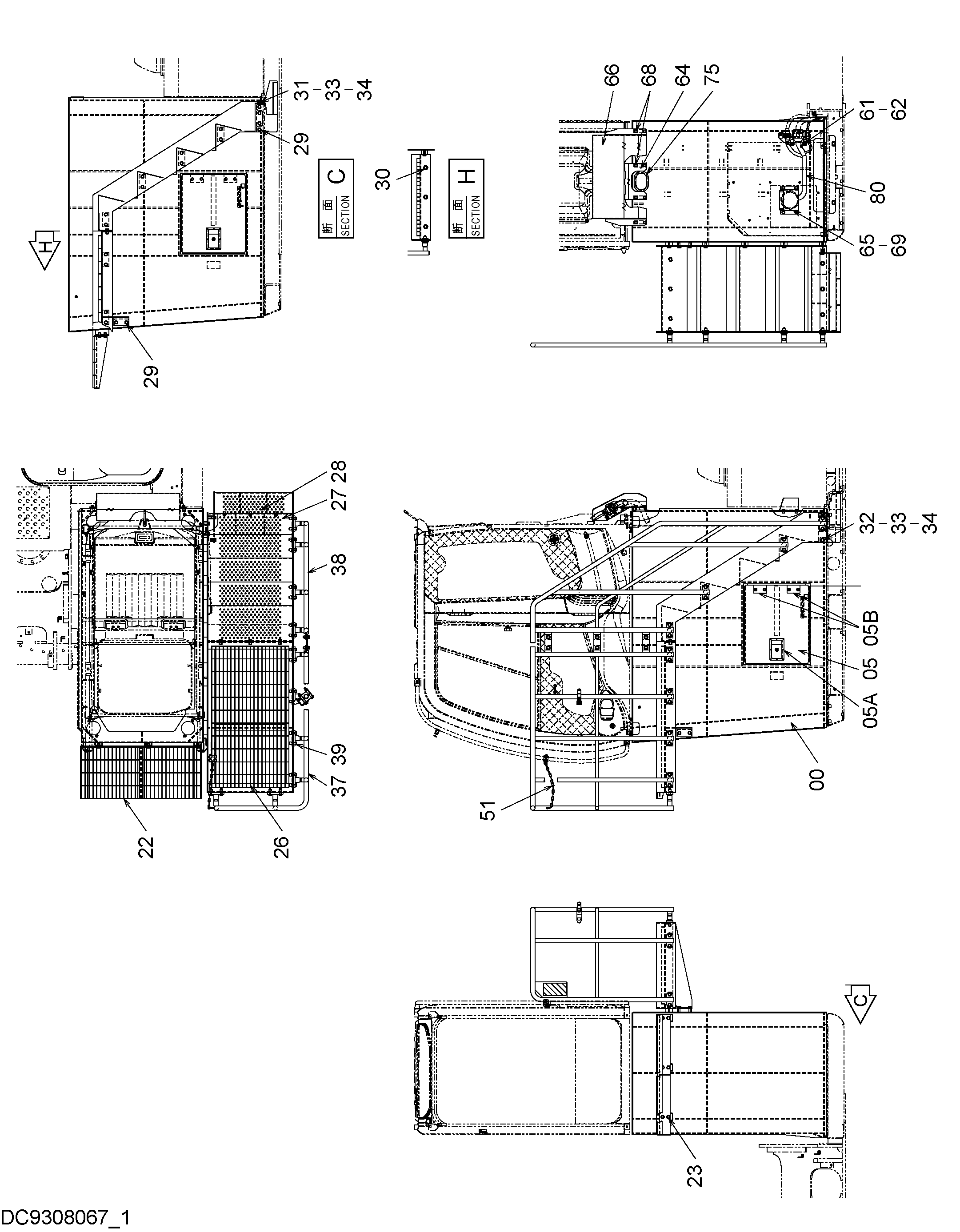 Схема Хигх-моунт кабина боковой ступень (1.5m)(1) HITACHI ZX120-3